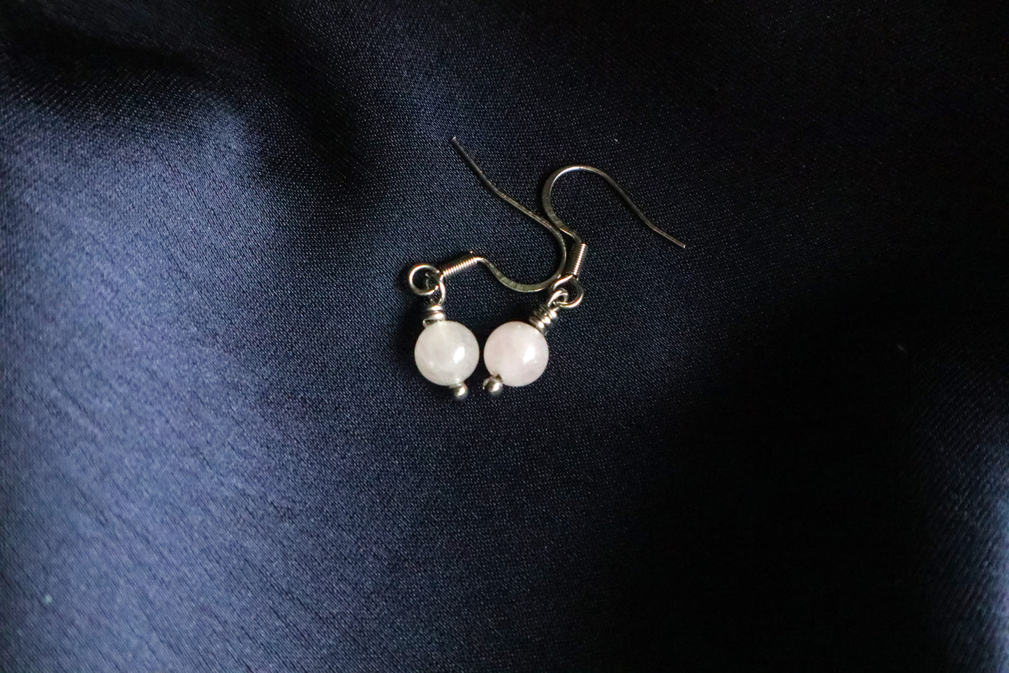 Stainless Steel Rose Quartz Earrings