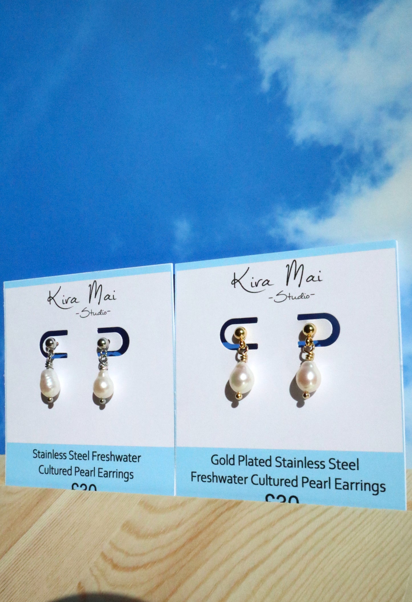 Stainless Steel Large Pearl Post Earrings