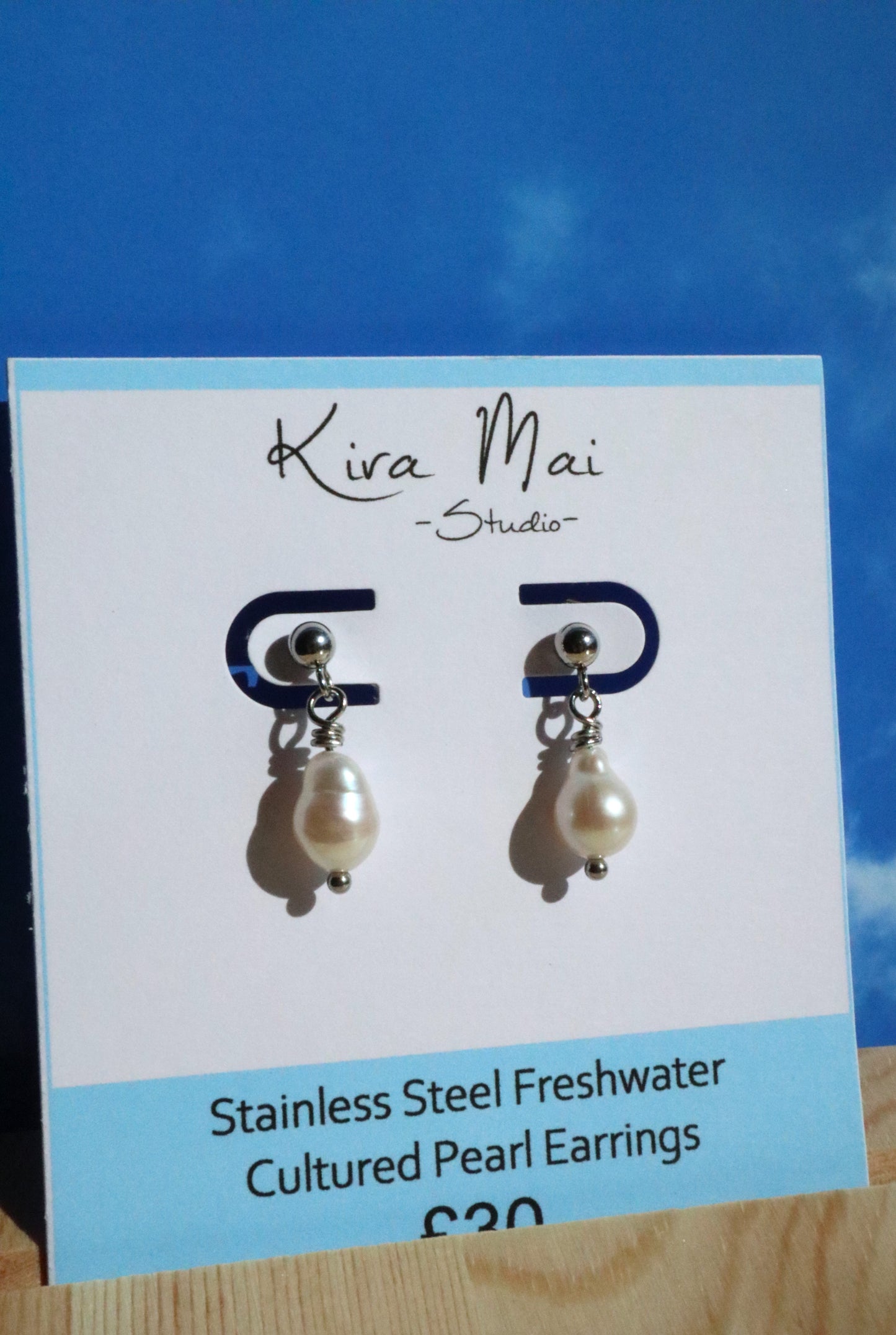Stainless Steel Large Pearl Post Earrings