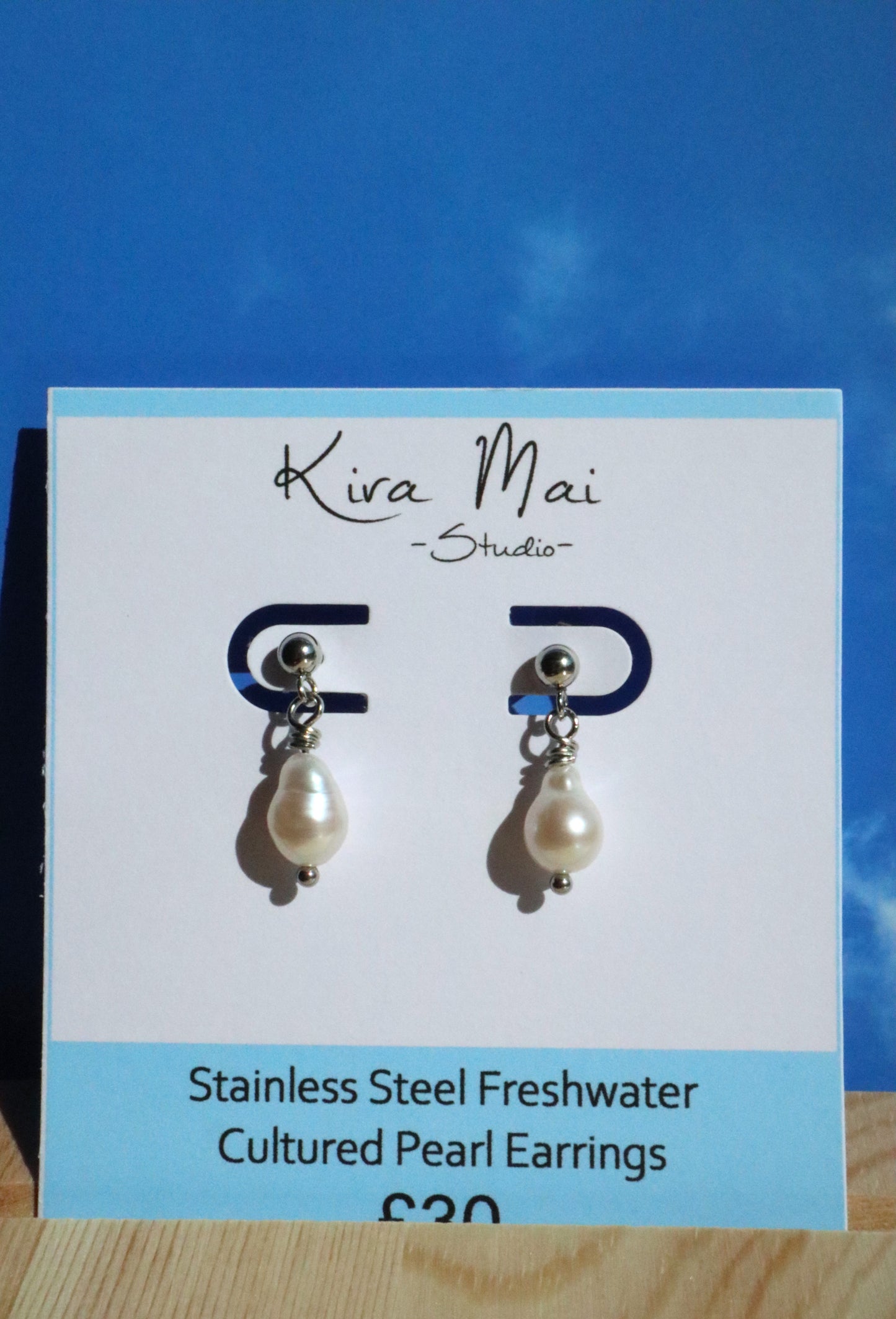 Stainless Steel Large Pearl Post Earrings