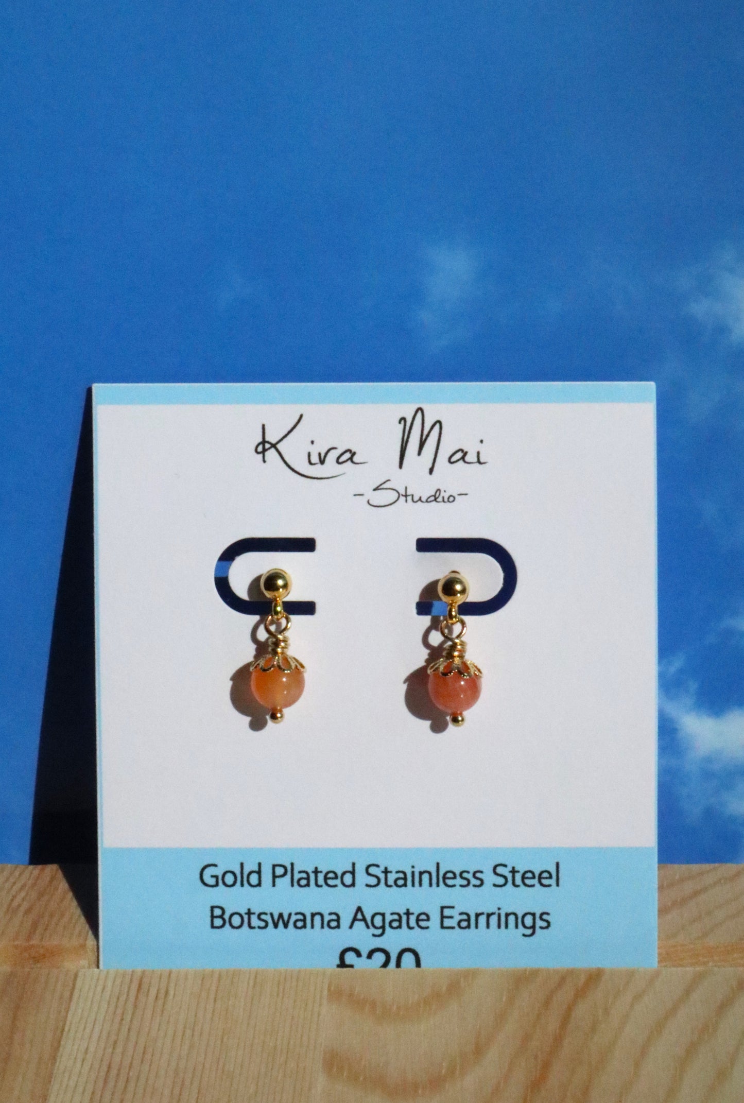 Gold Plated Stainless Steel Sunset Botswana Agate Earrings
