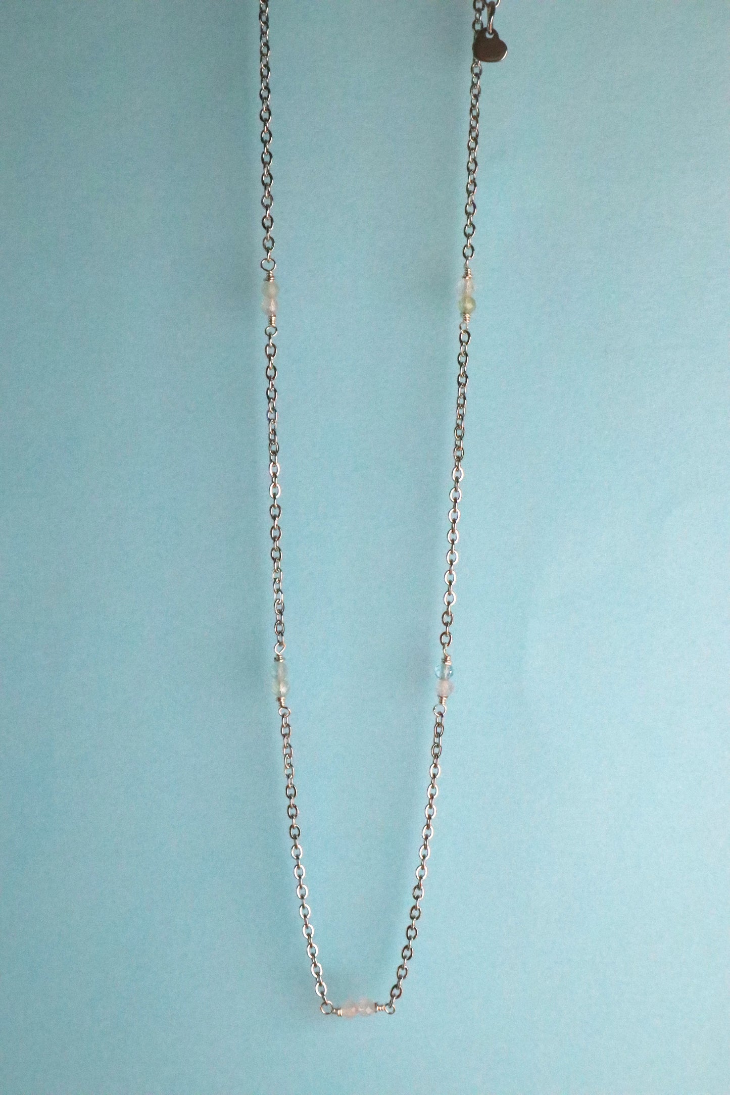 Stainless Steel Multi Coloured Beryl Necklace