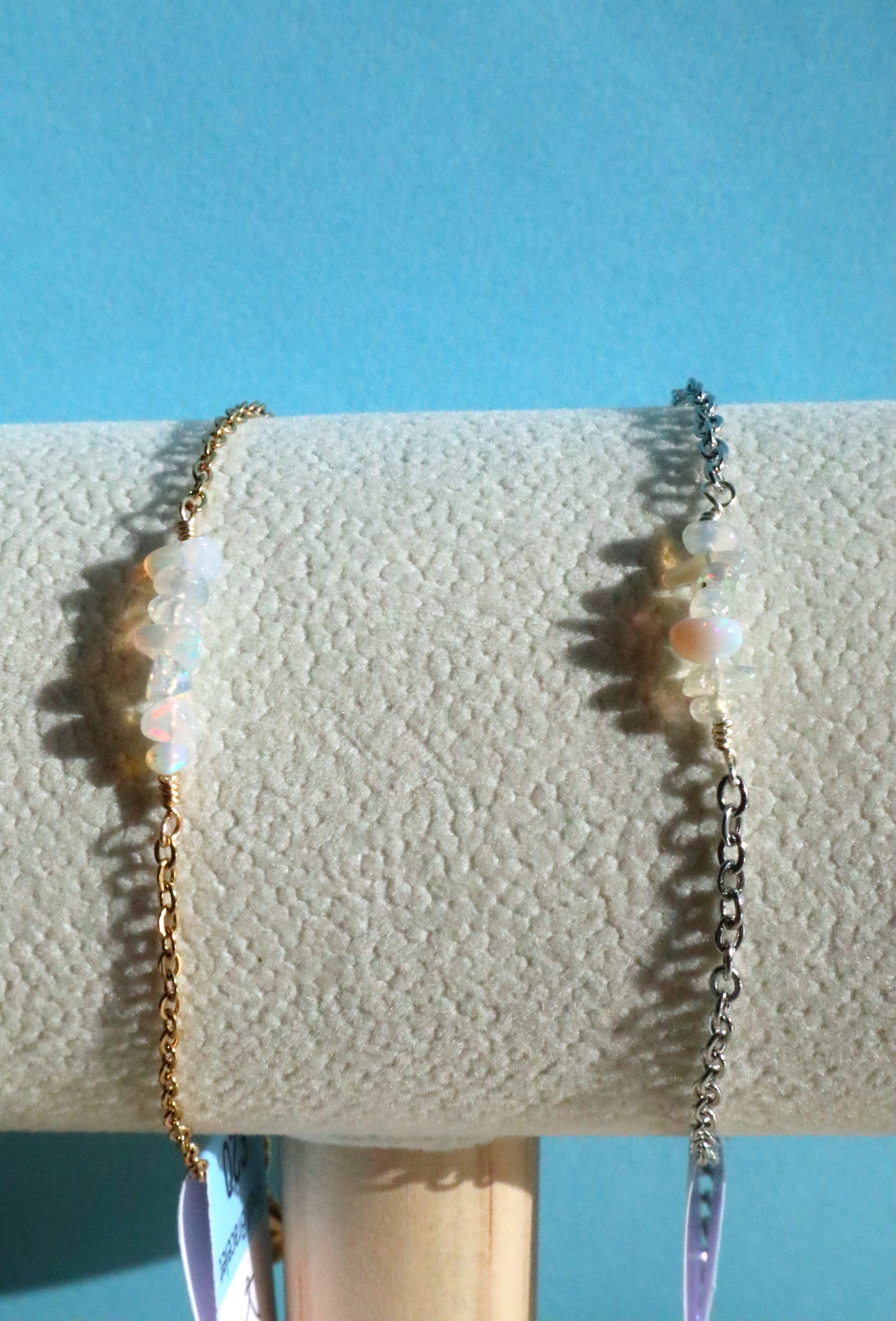 Stainless Steel Ethiopian Opal Bar Bracelet