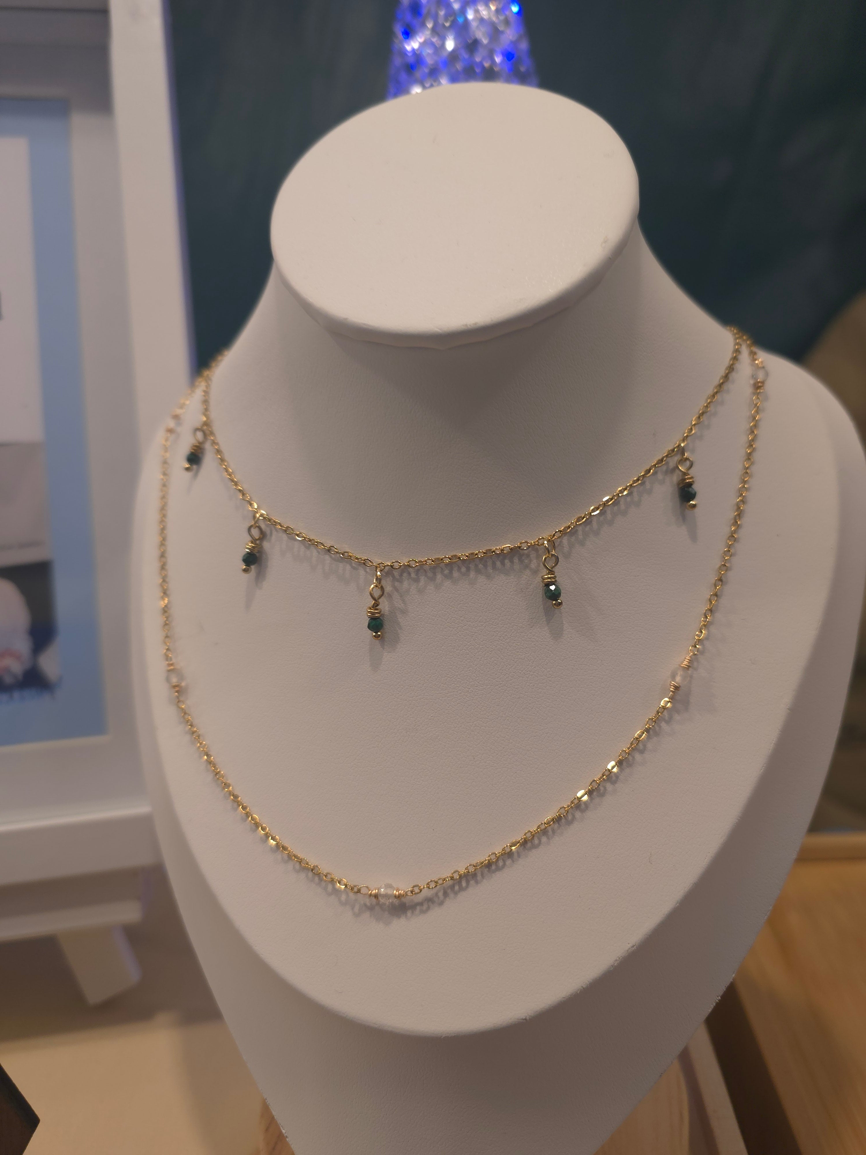 Gold Plated Stainless Steel Dainty Gemstone Necklace