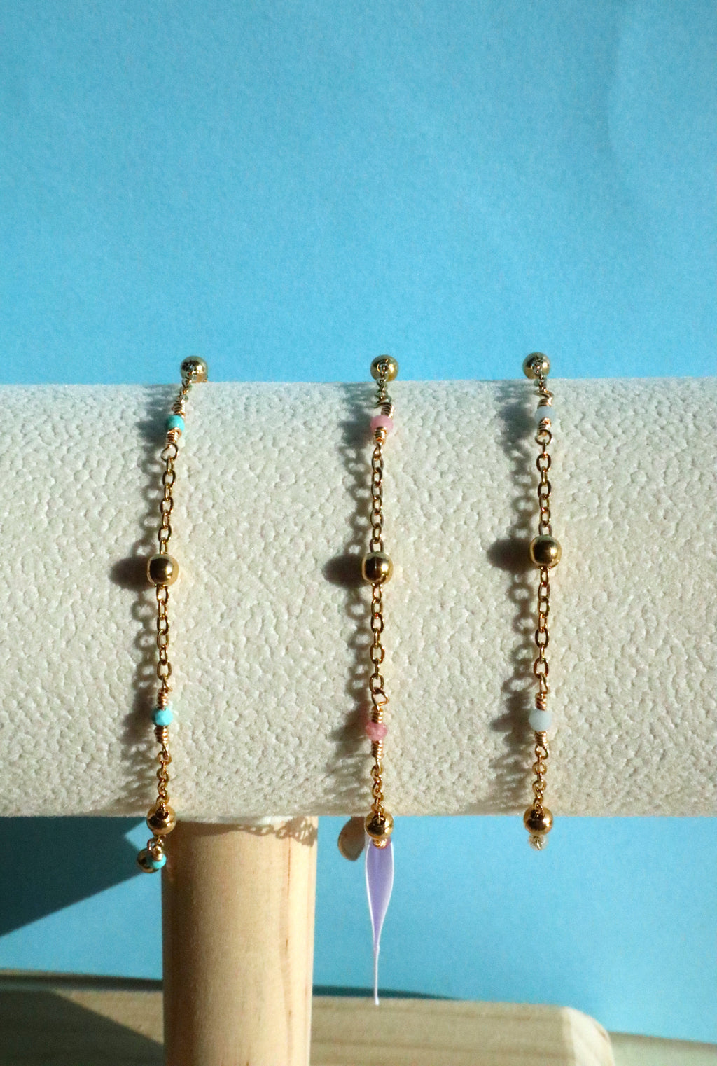 Gold Plated Stainless Steel Dainty Gemstone Bracelet