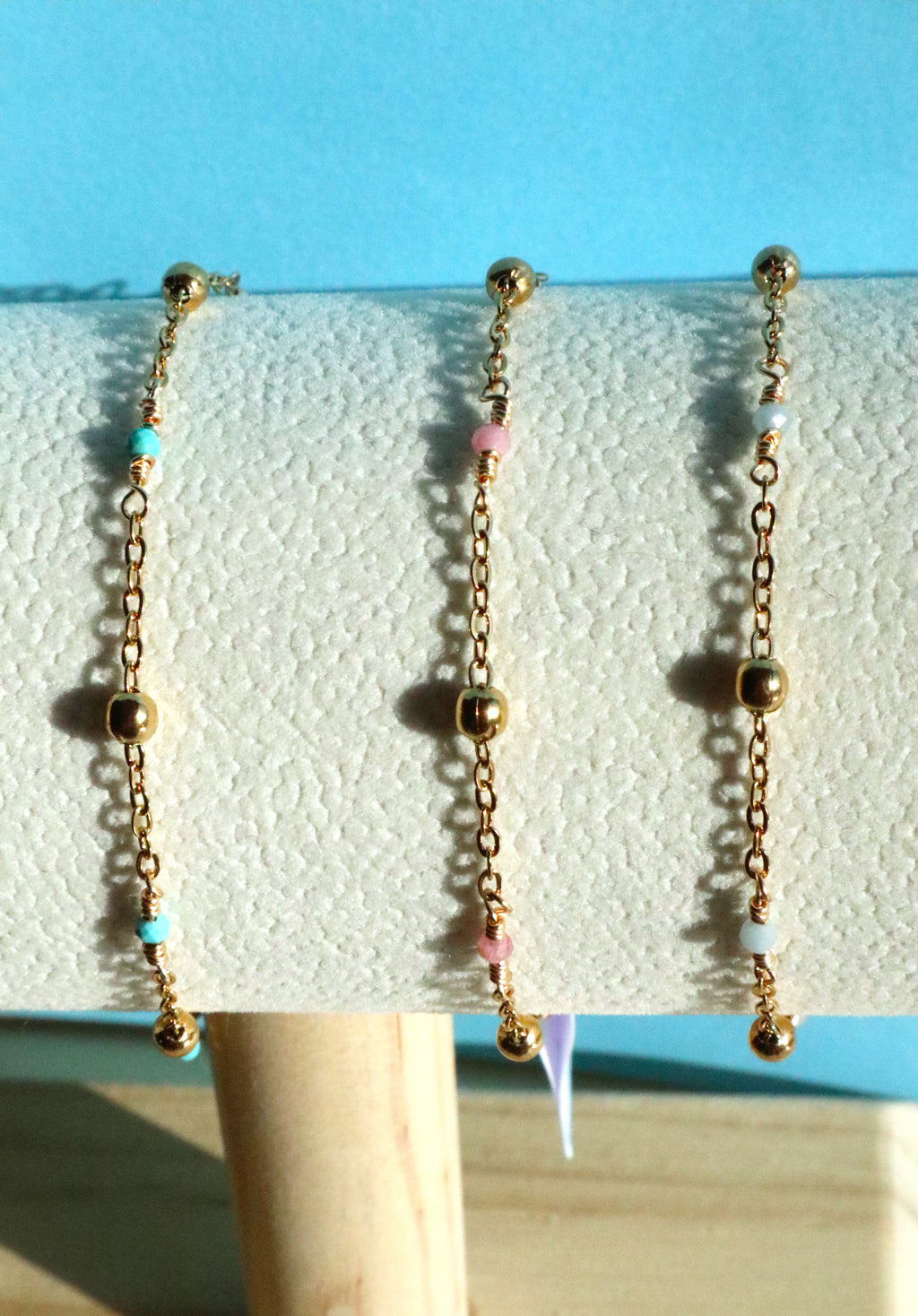 Gold Plated Stainless Steel Dainty Gemstone Bracelet