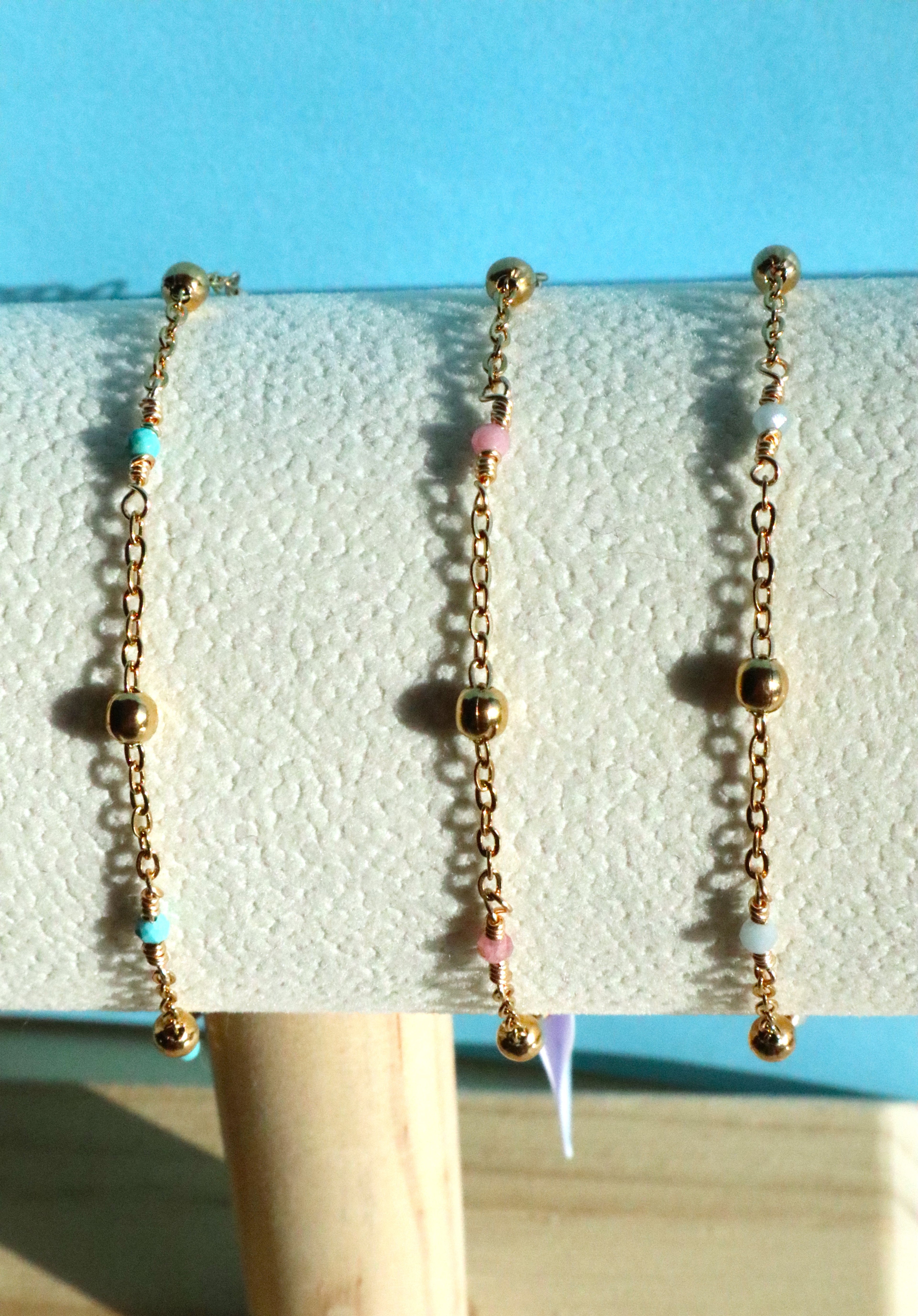 Gold Plated Stainless Steel Dainty Gemstone Bracelet