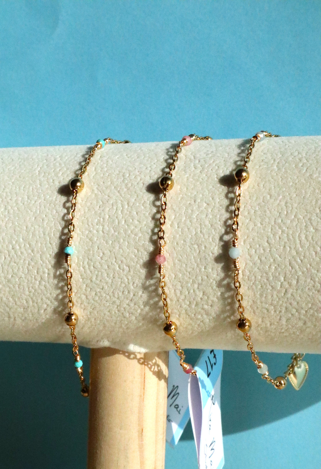 Gold Plated Stainless Steel Dainty Gemstone Bracelet
