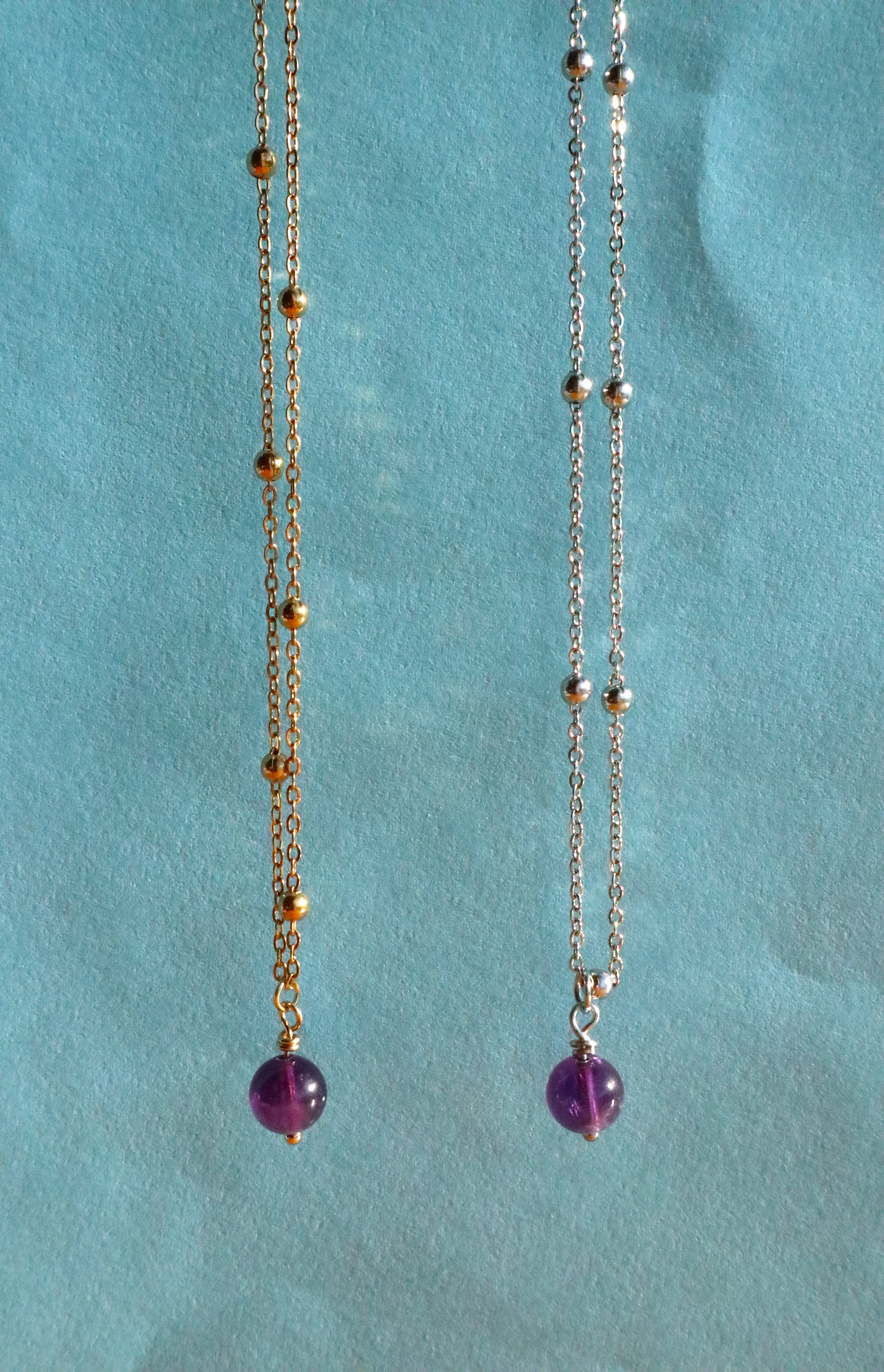 Stainless Steel Amethyst Pendant Necklace