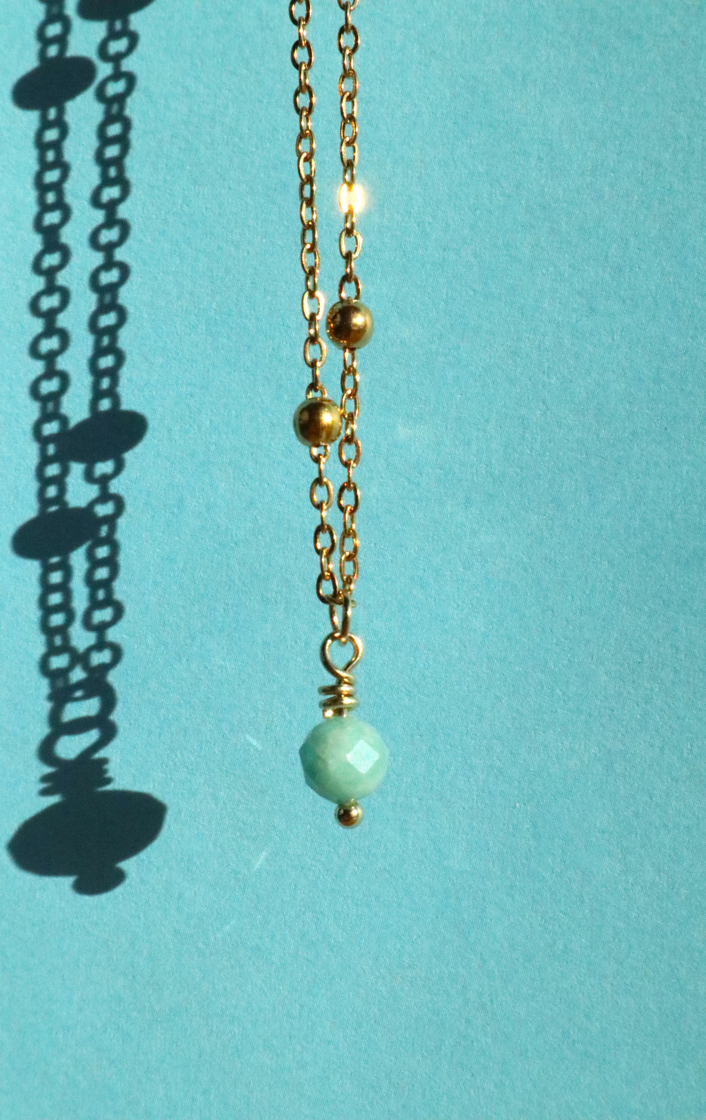 Stainless Steel Amazonite Pendant Necklace