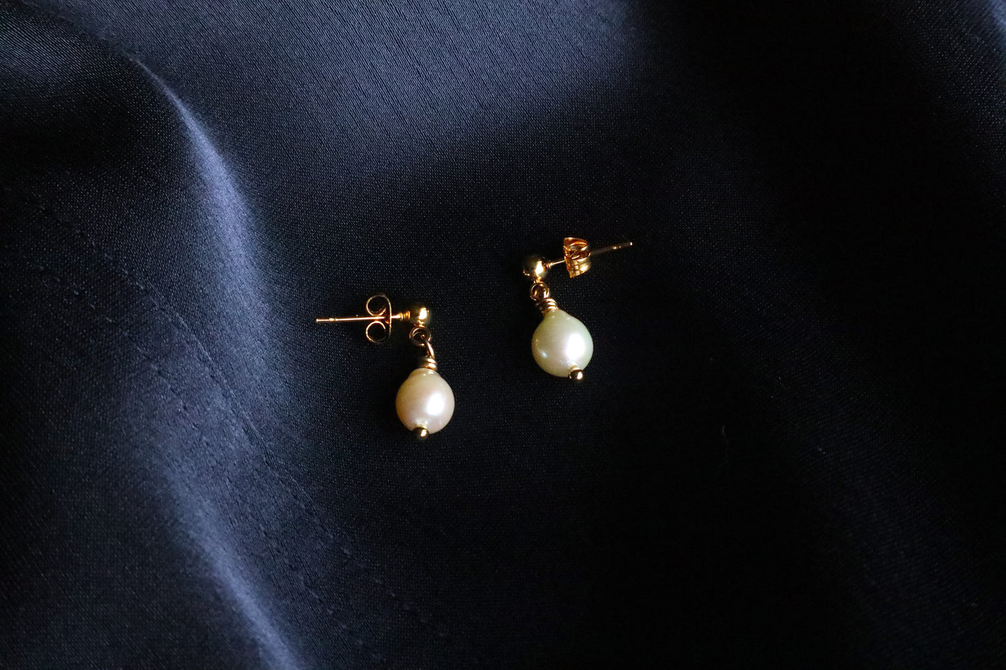 Gold Plated Stainless Steel Large Pearl Earrings