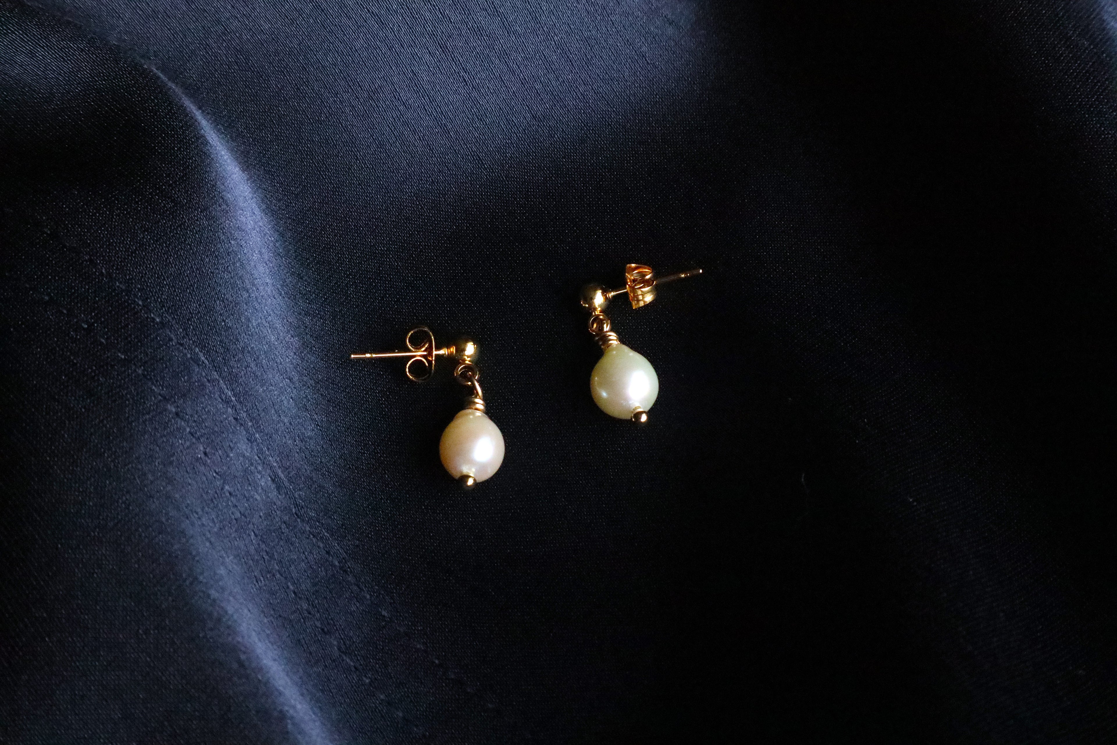Gold Plated Stainless Steel Large Pearl Earrings