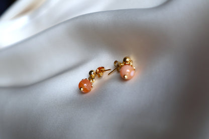 Gold Plated Stainless Steel Sunset Botswana Agate Earrings
