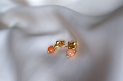 Gold Plated Stainless Steel Sunset Botswana Agate Earrings