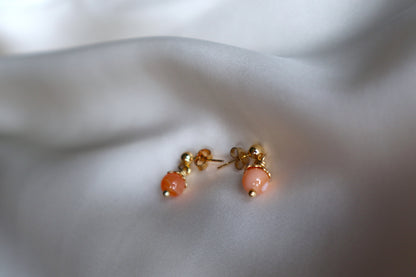 Gold Plated Stainless Steel Sunset Botswana Agate Earrings