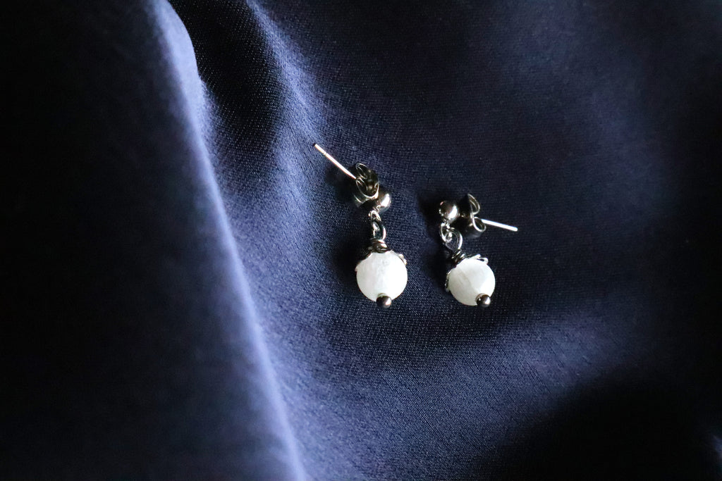 Stainless Steel Selenite Earrings