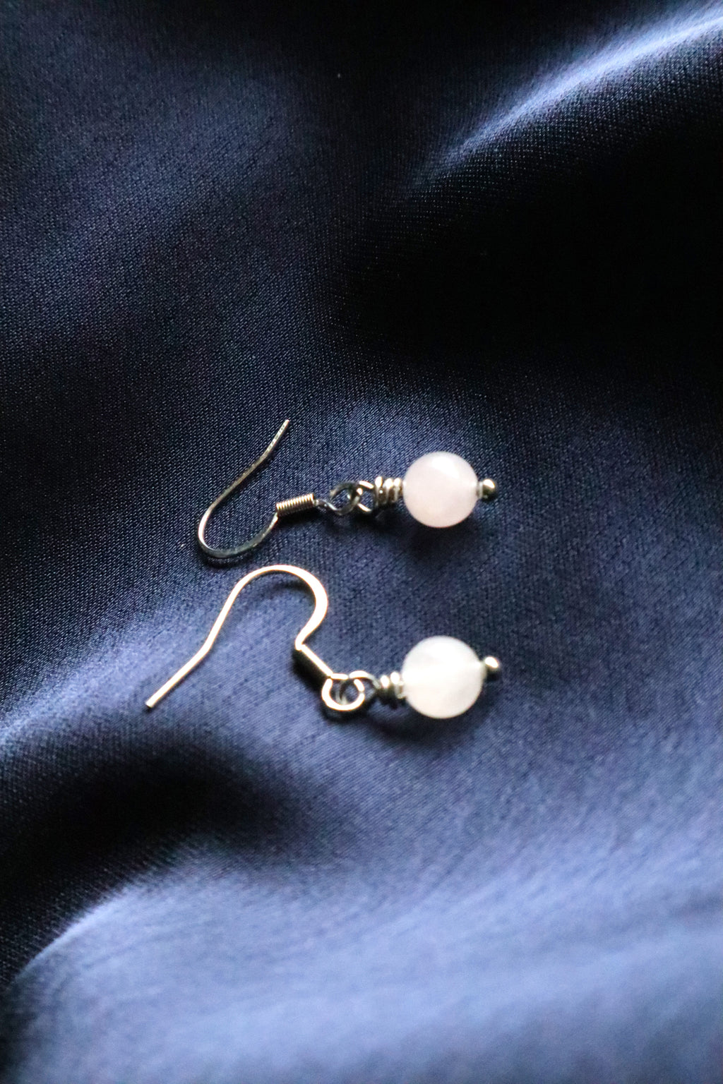 Stainless Steel Rose Quartz Earrings