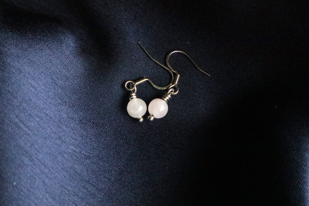 Stainless Steel Rose Quartz Earrings