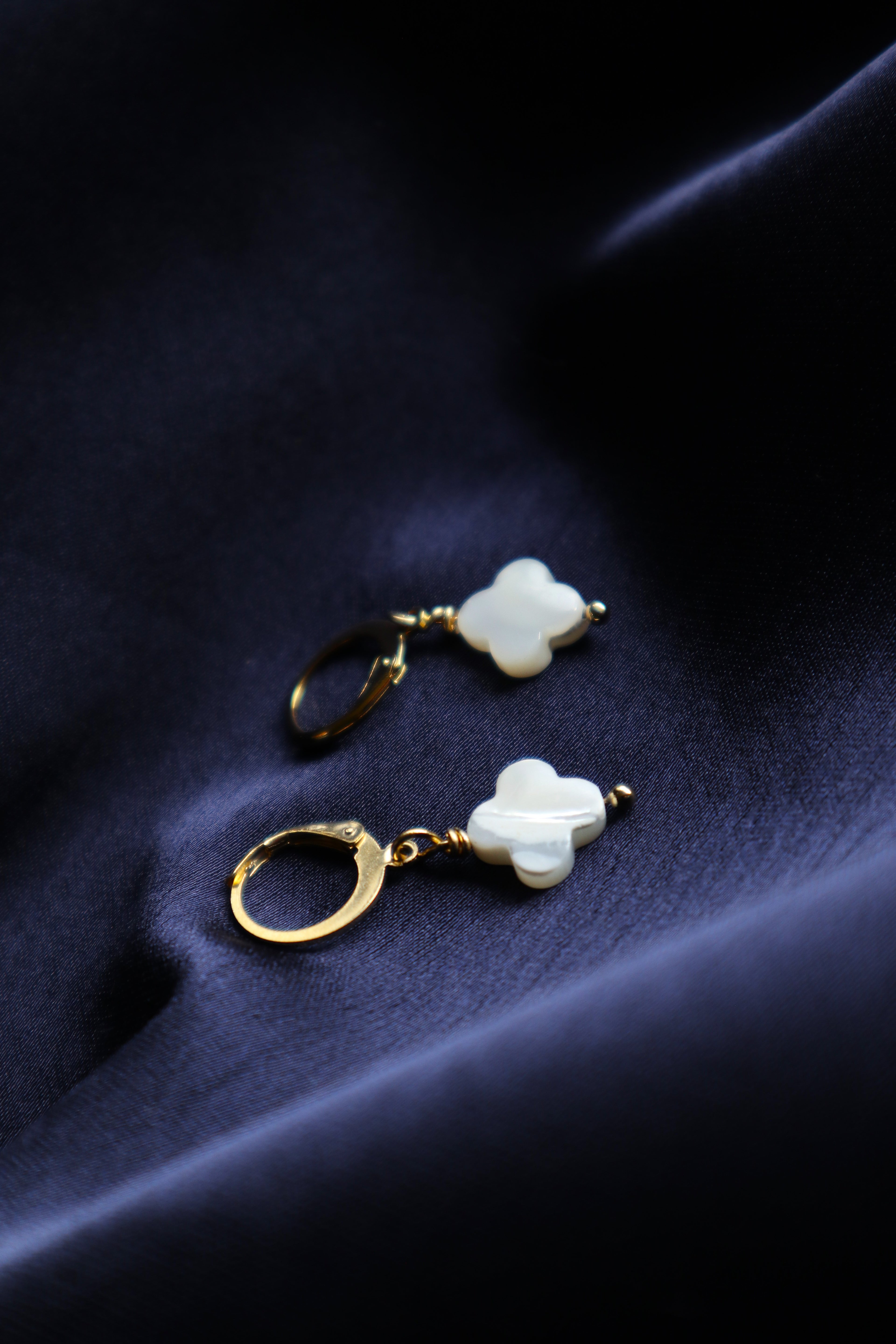 Gold Plated Stainless Steel Mother Of Pearl Earrings