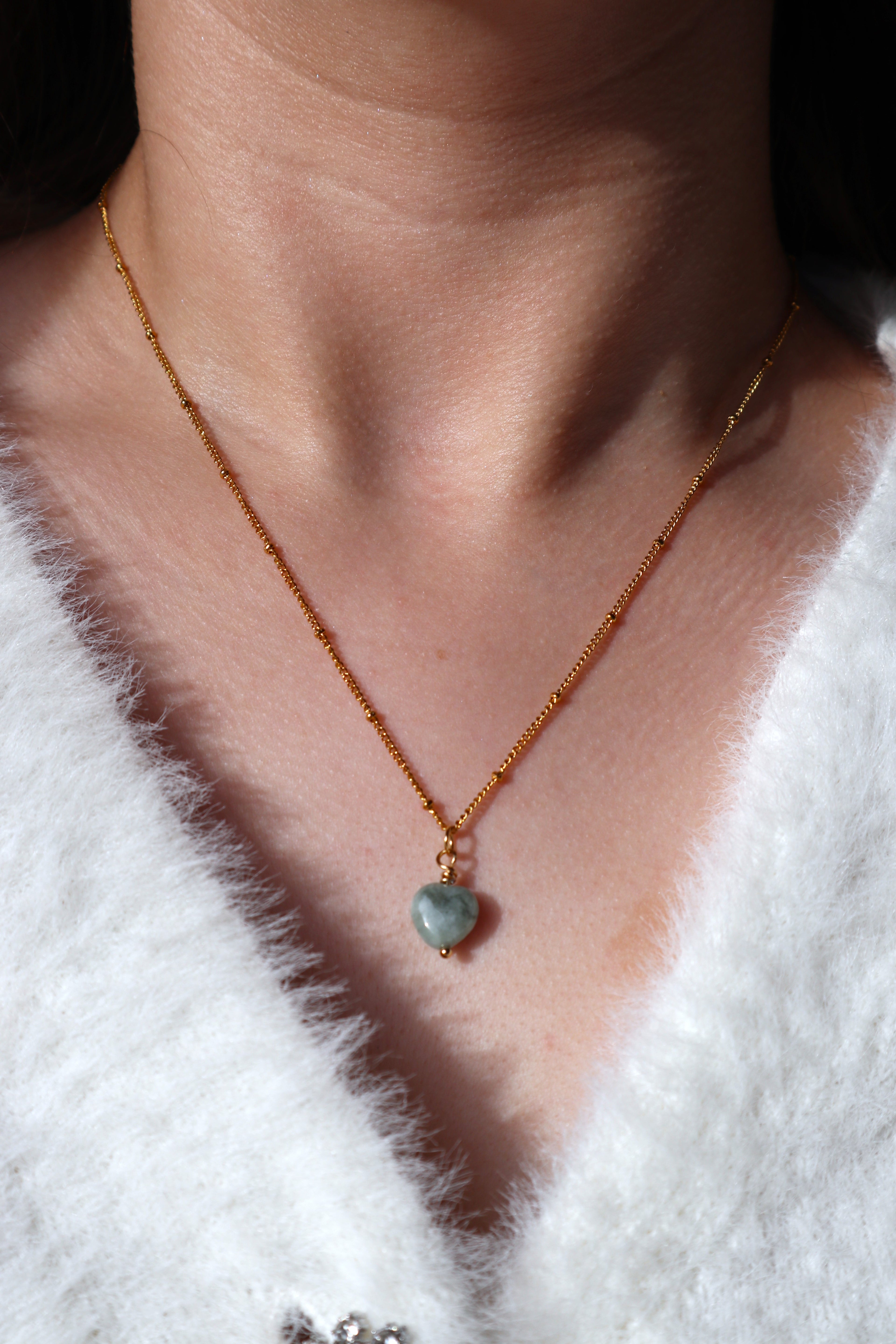 Stainless Steel Limited Edition Jadeite Heart Necklace