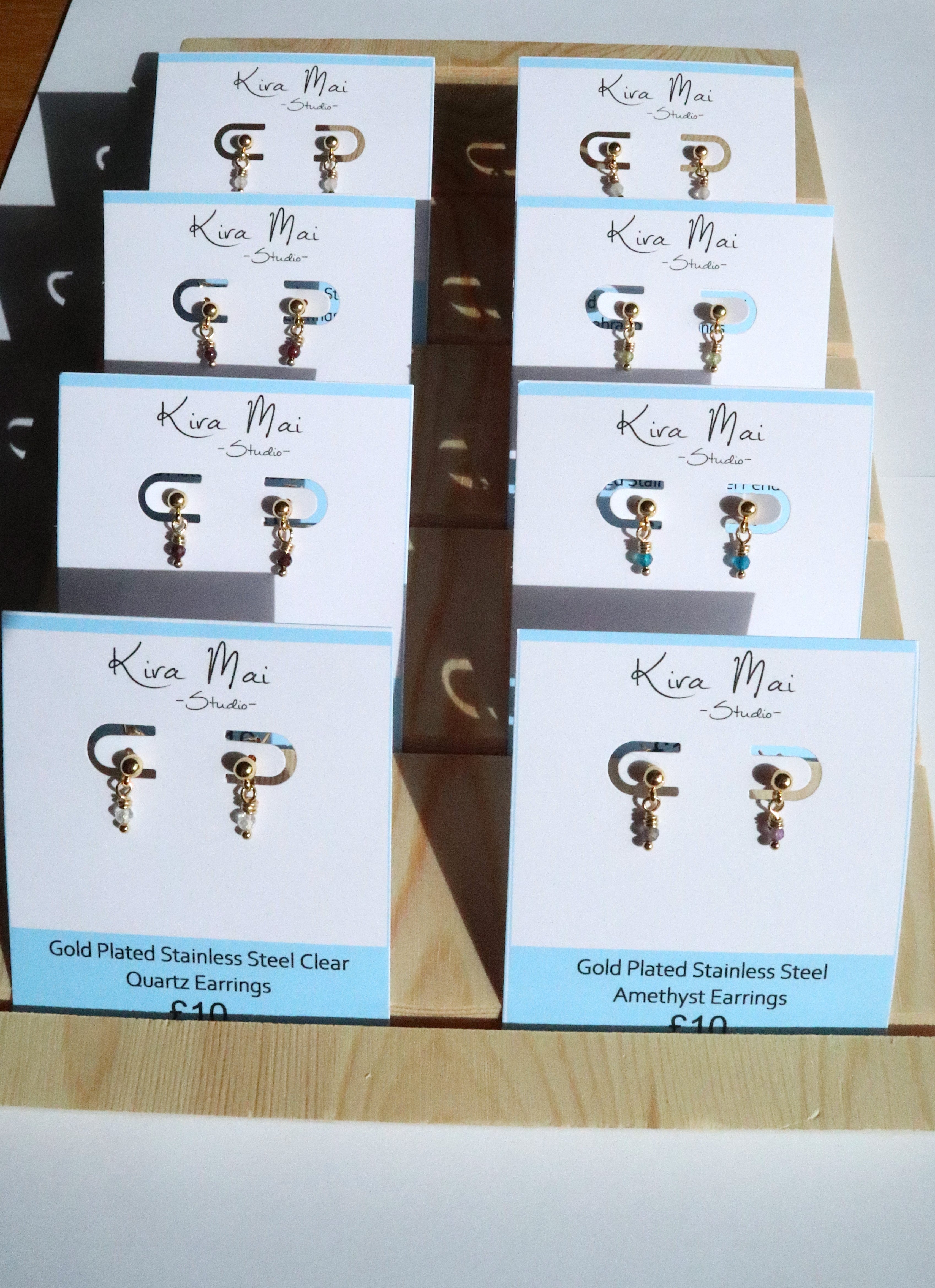 Gold Plated Dainty Gemstone Earrings