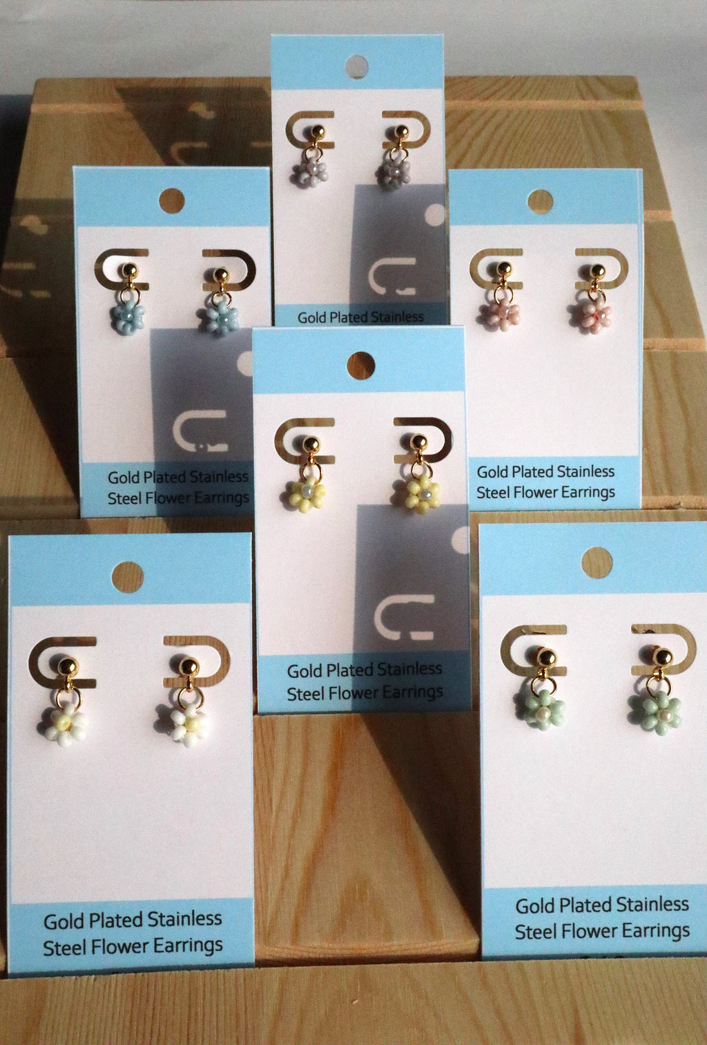 Gold Plated Stainless Steel Post Flower Earrings