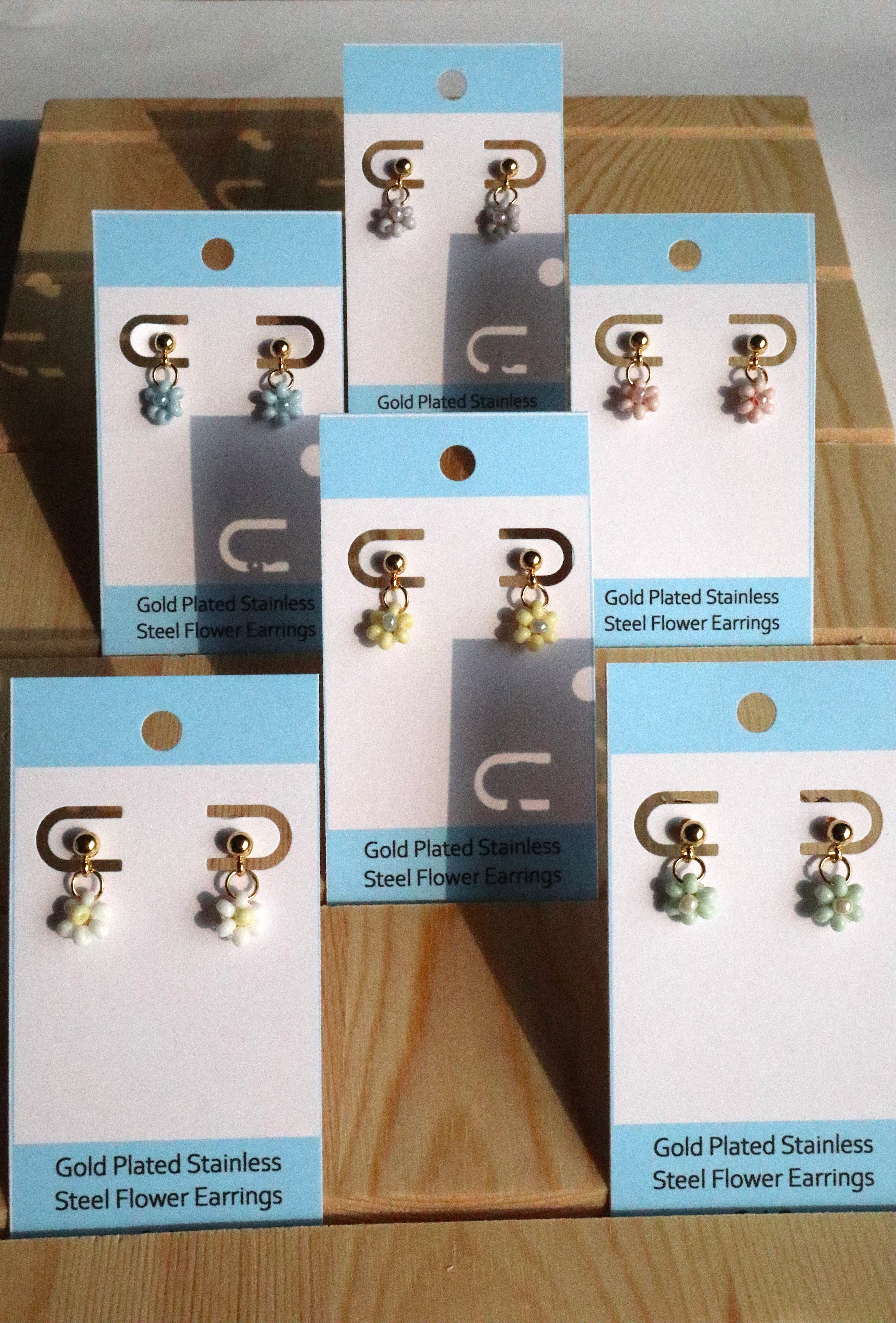 Gold Plated Stainless Steel Post Flower Earrings