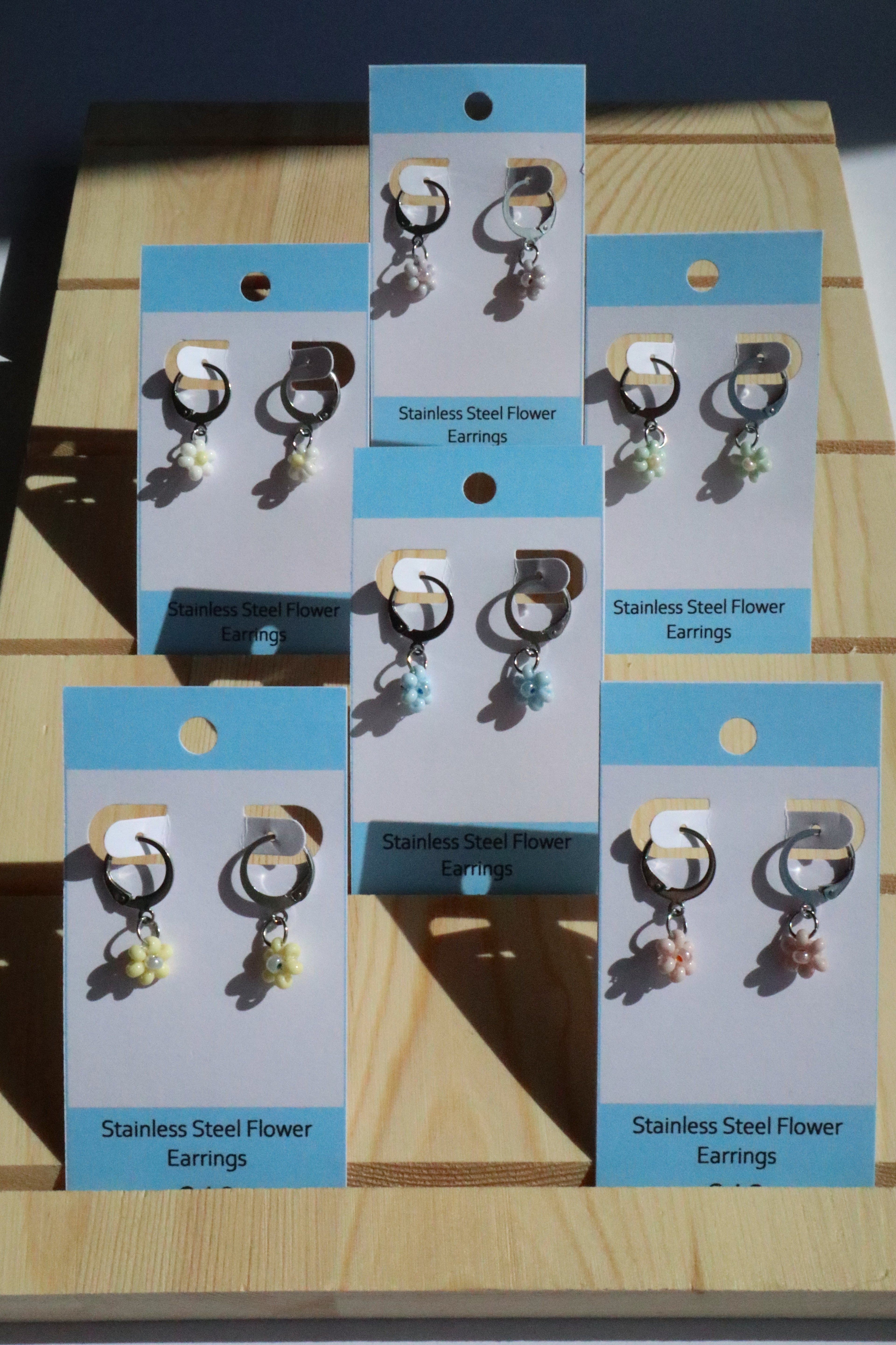 Stainless Steel Hoop Flower Earrings