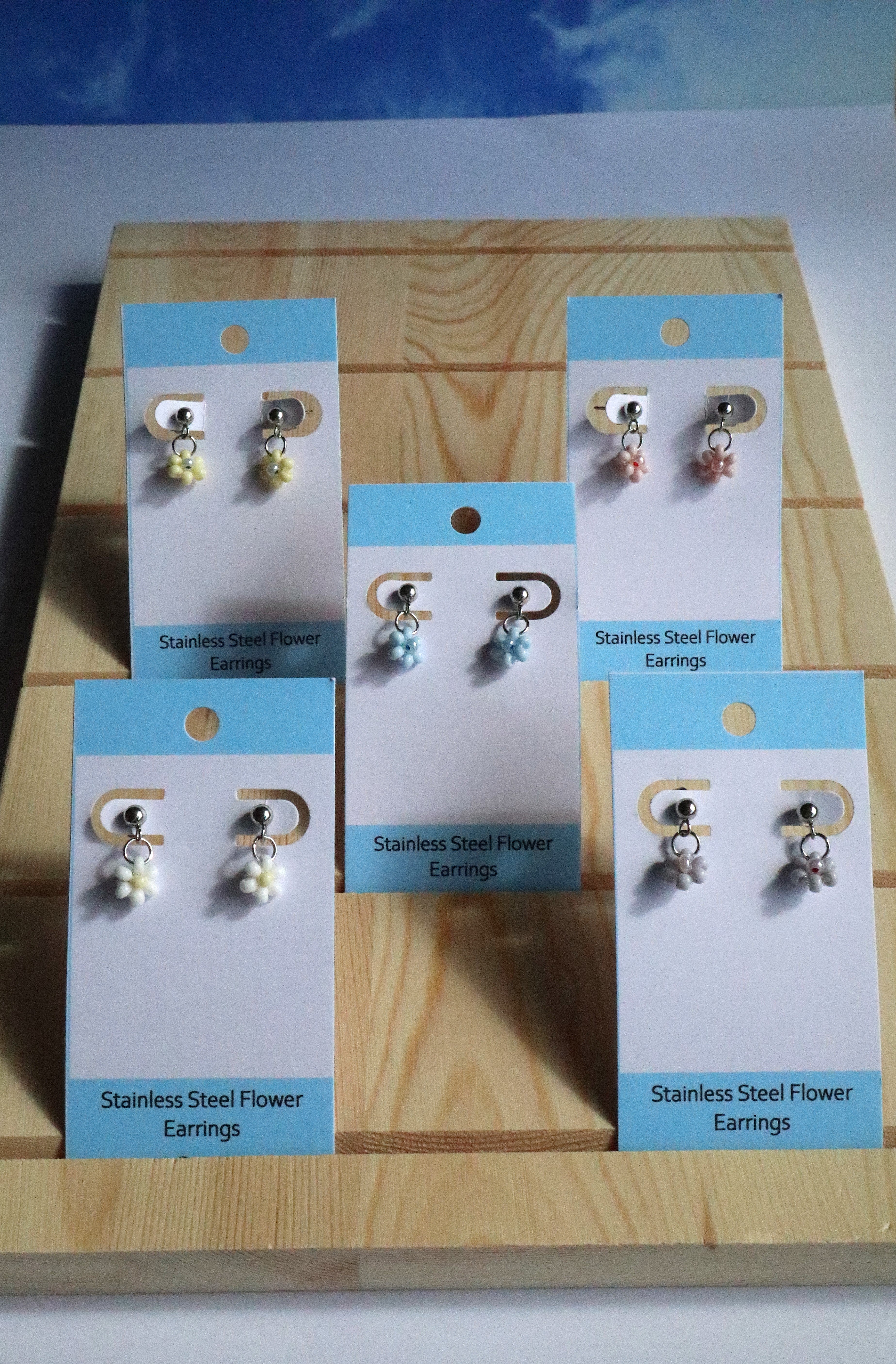 Stainless Steel Post Flower Earrings