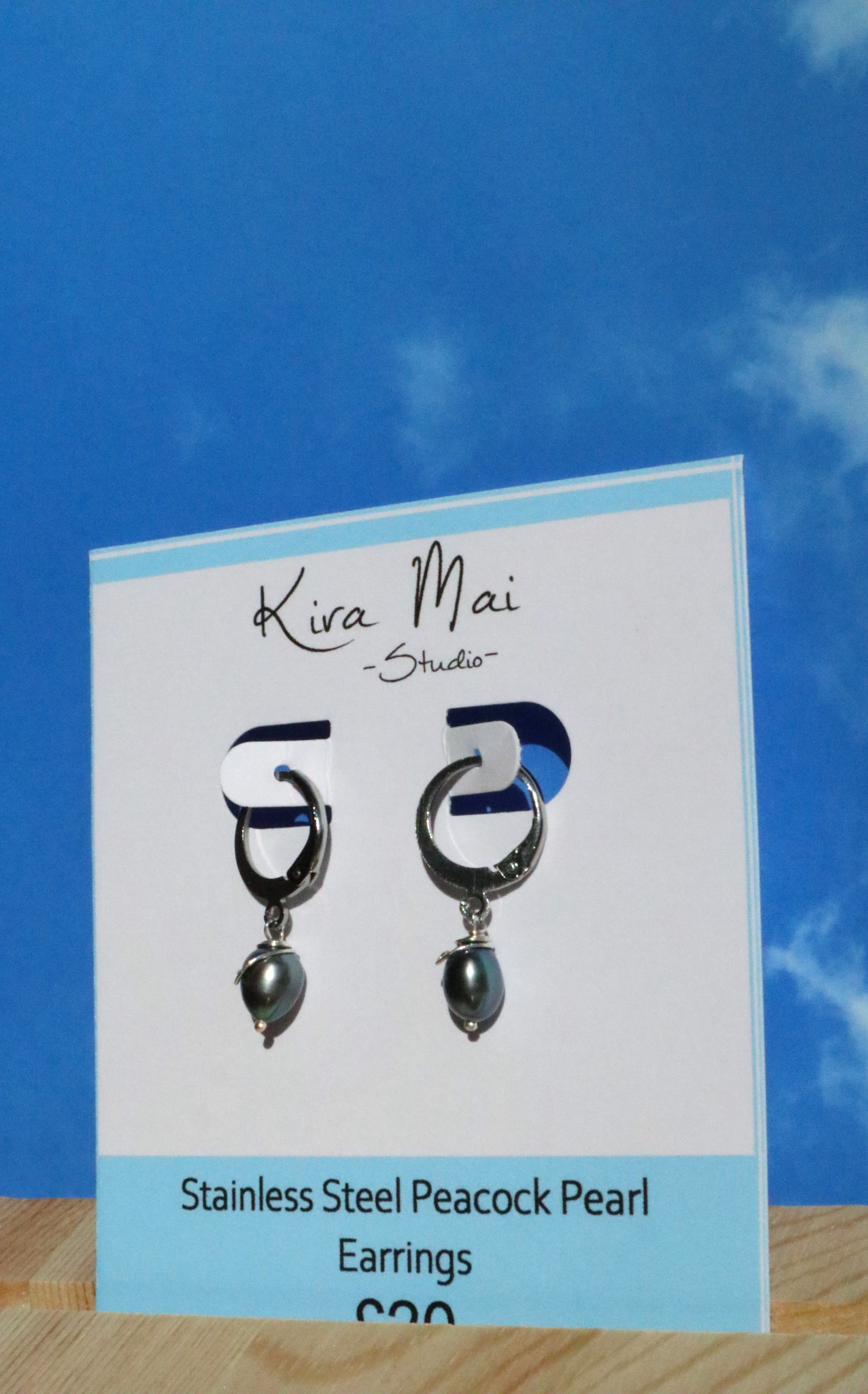 Stainless Steel Peacock Pearl Earrings