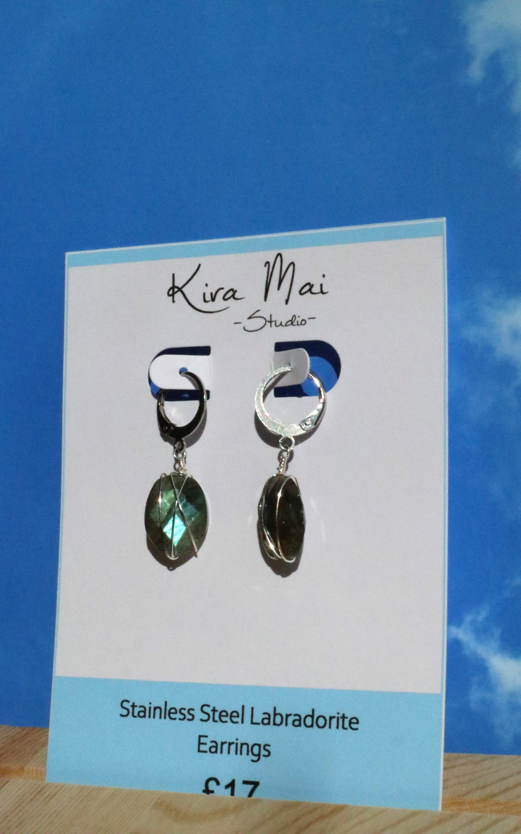 Stainless Steel Labradorite Wire Work Earrings