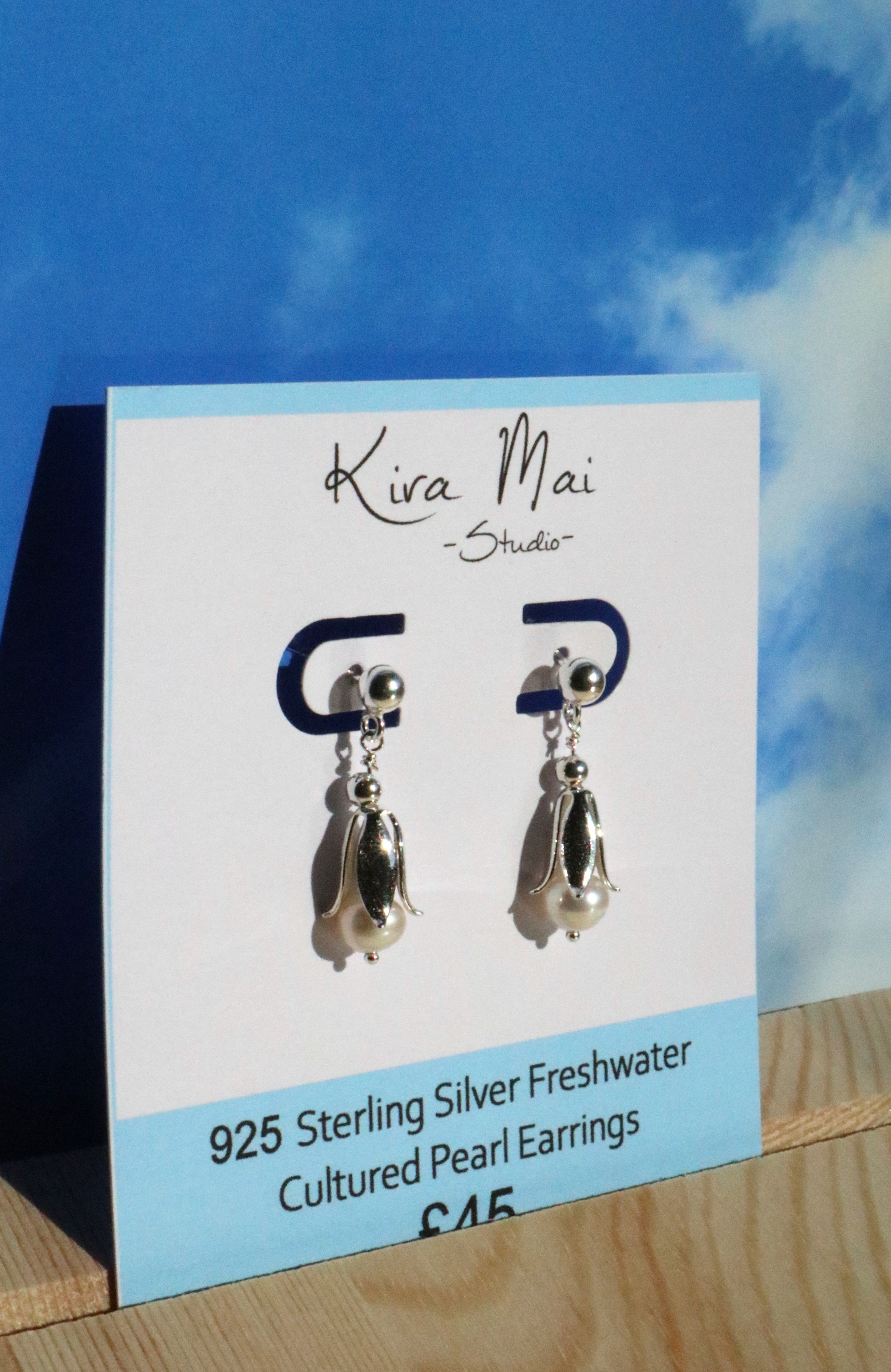 925 Sterling Silver Snow Drop Pearl Earrings