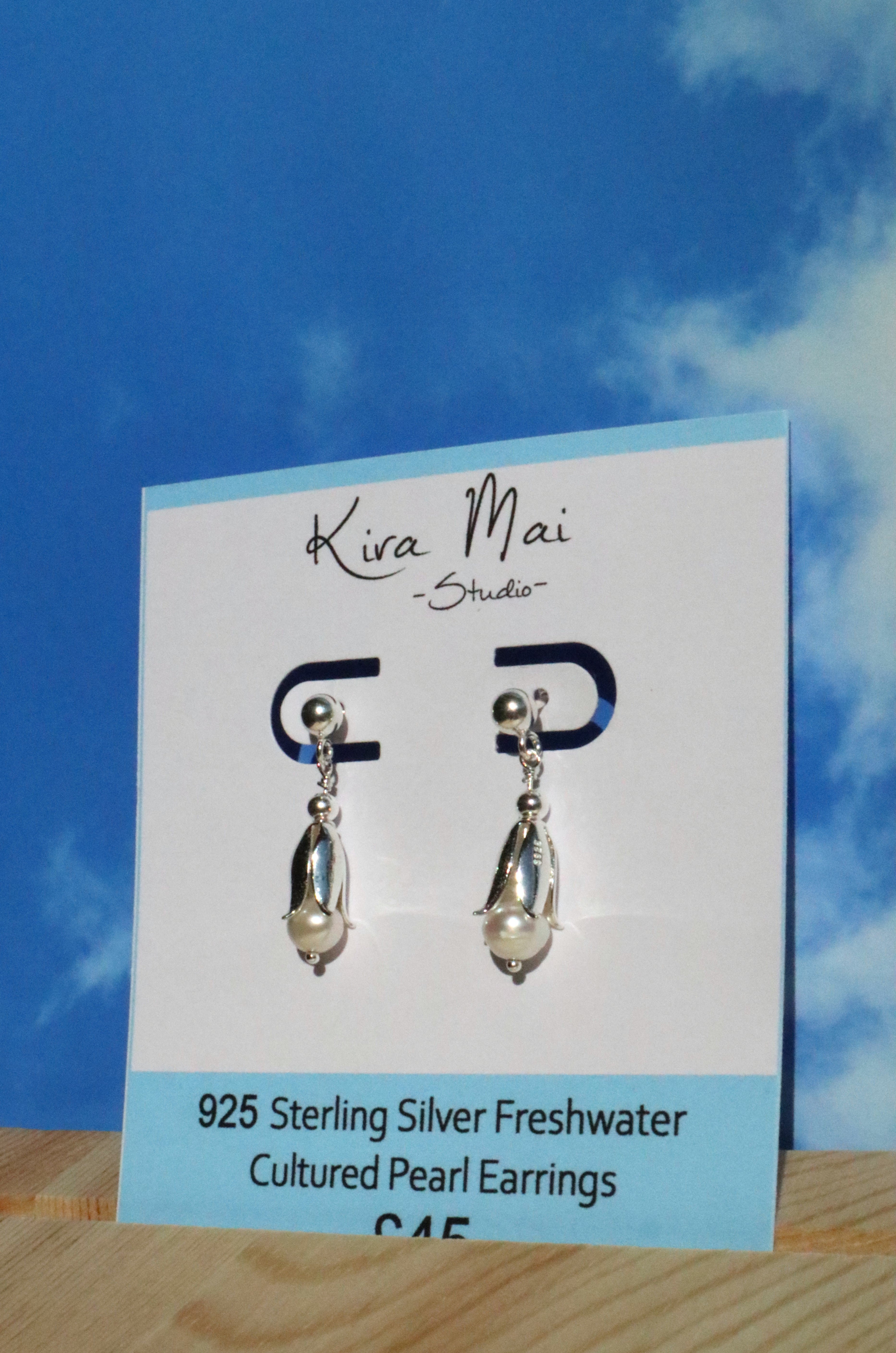 925 Sterling Silver Snow Drop Pearl Earrings