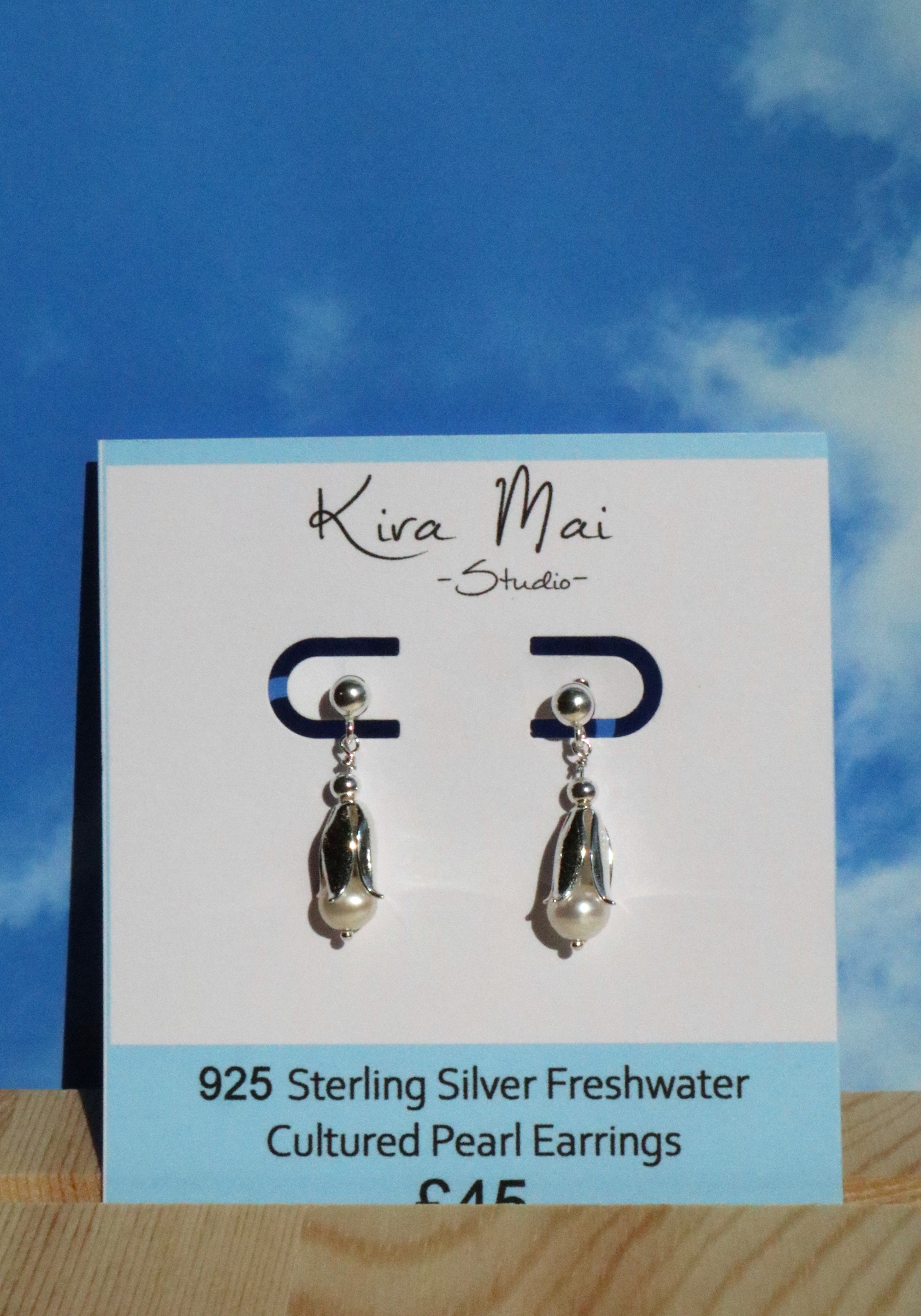 925 Sterling Silver Snow Drop Pearl Earrings