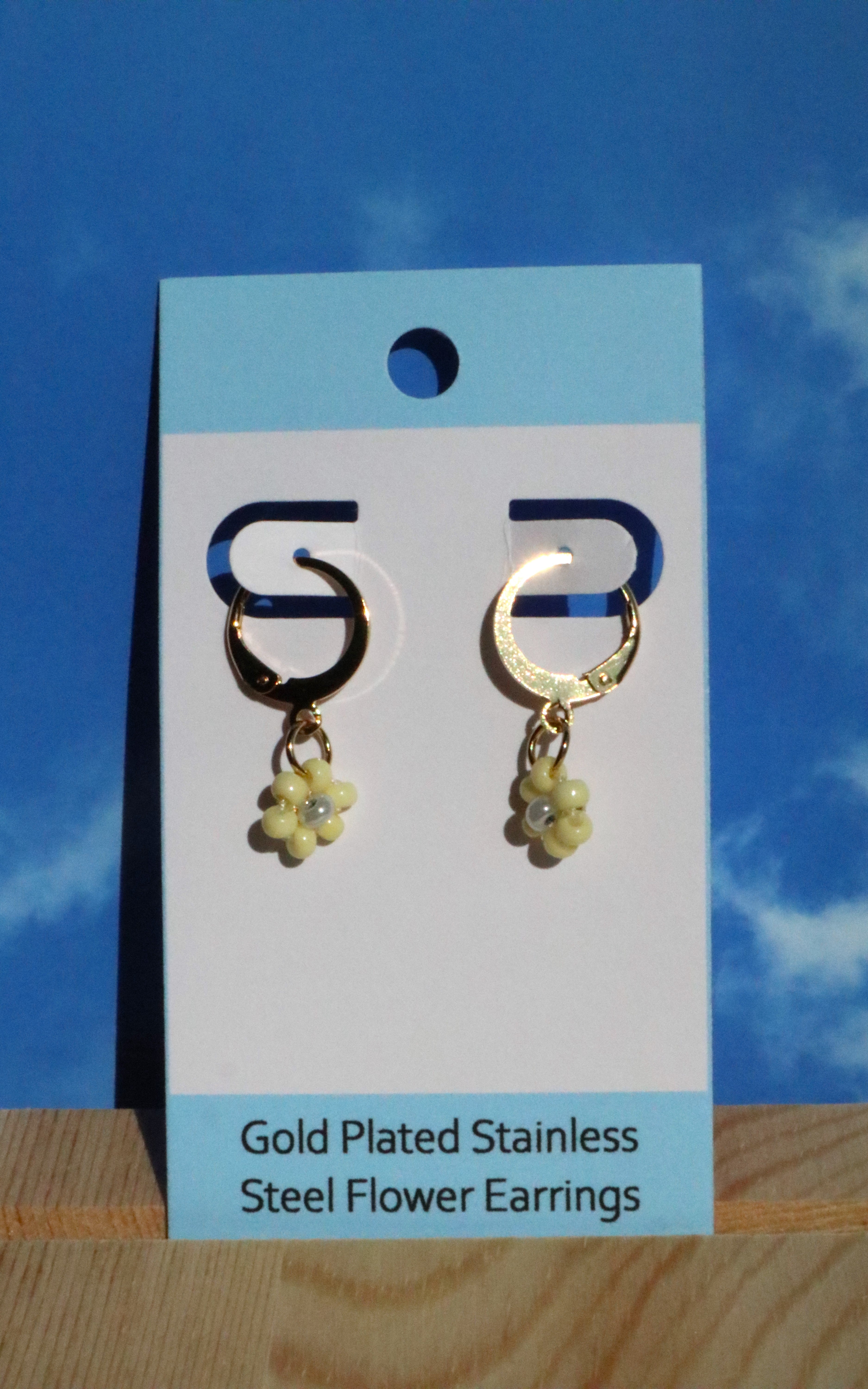 Gold Plated Stainless Steel Hoop Flower Earrings