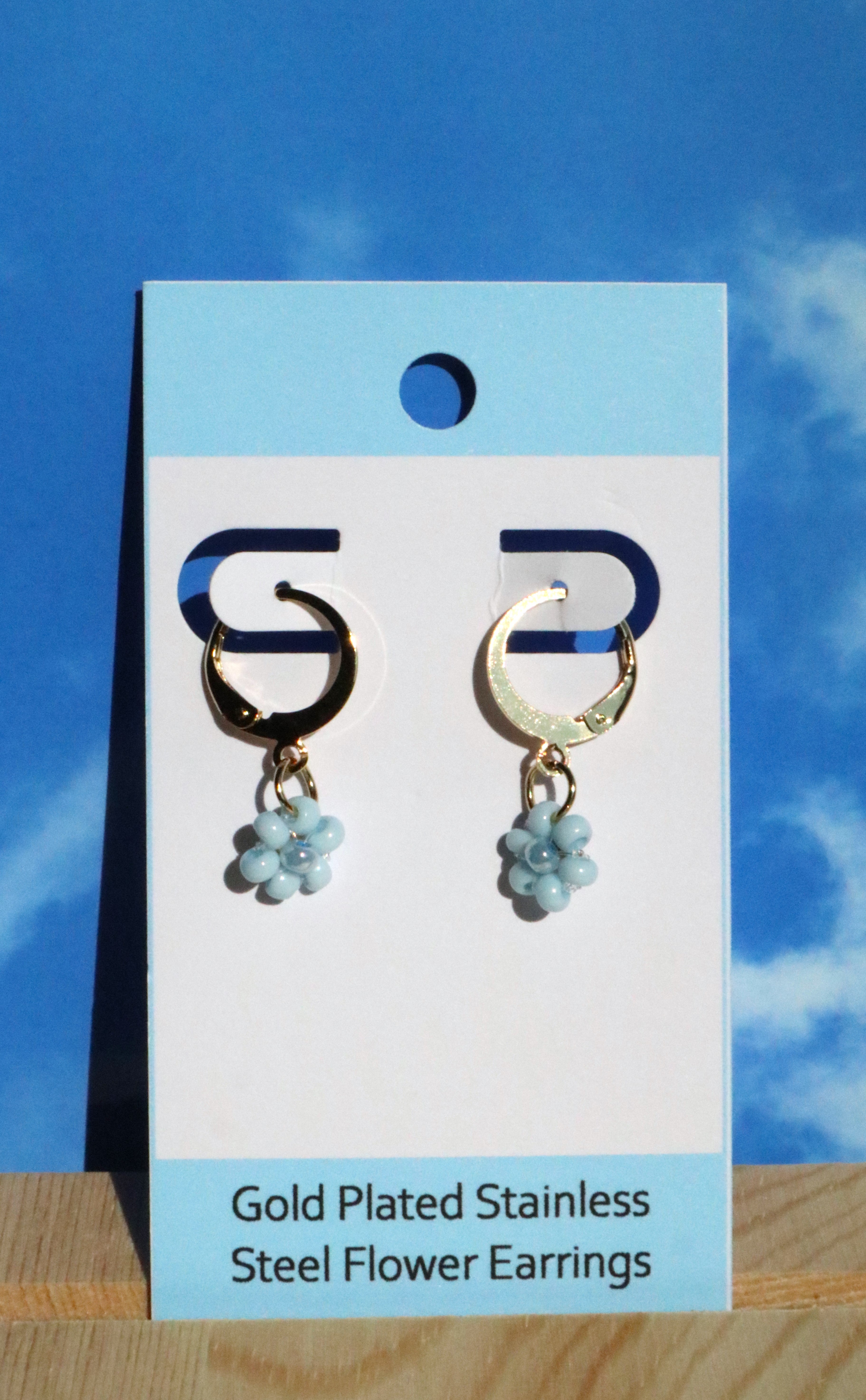 Gold Plated Stainless Steel Hoop Flower Earrings