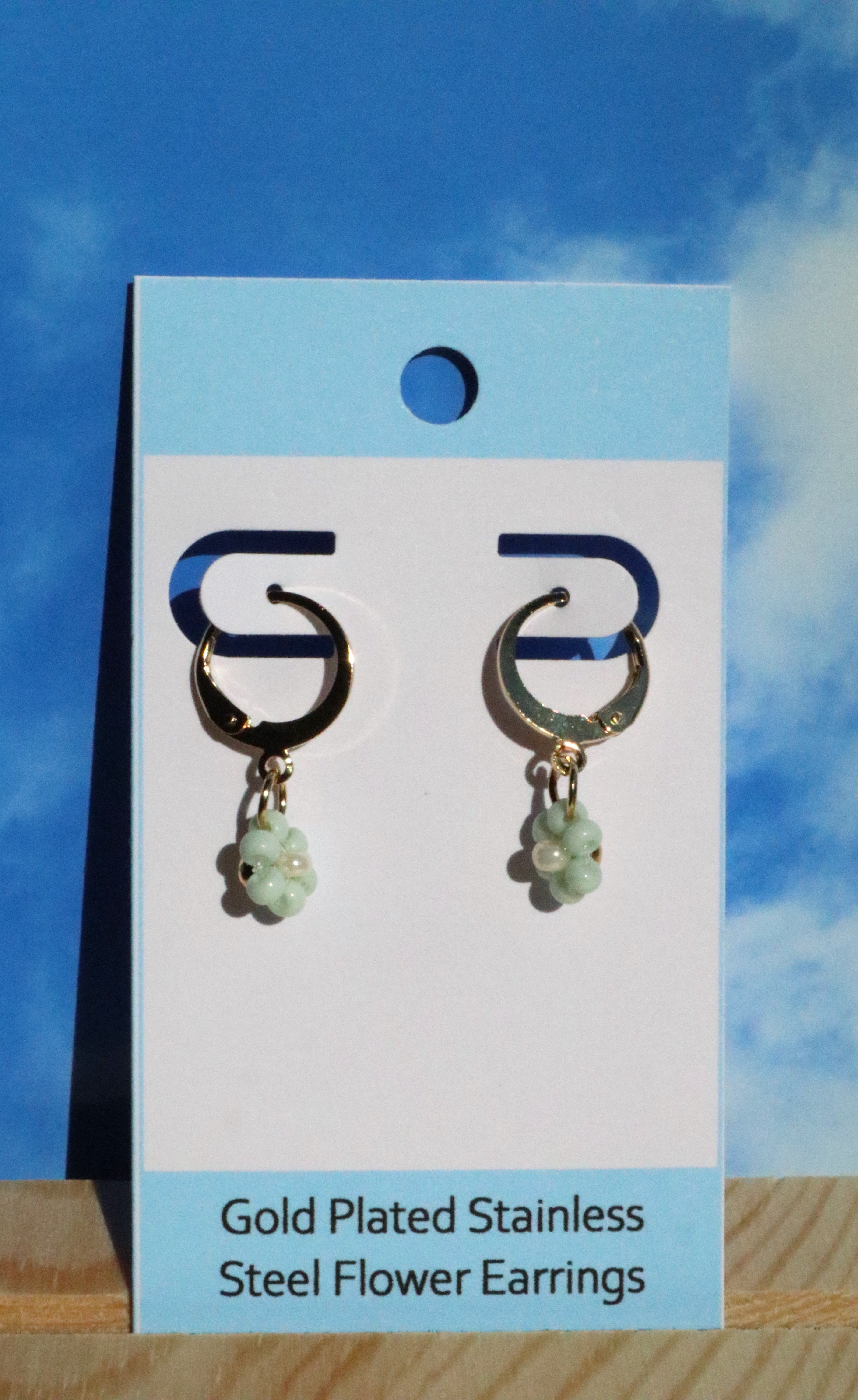 Gold Plated Stainless Steel Hoop Flower Earrings