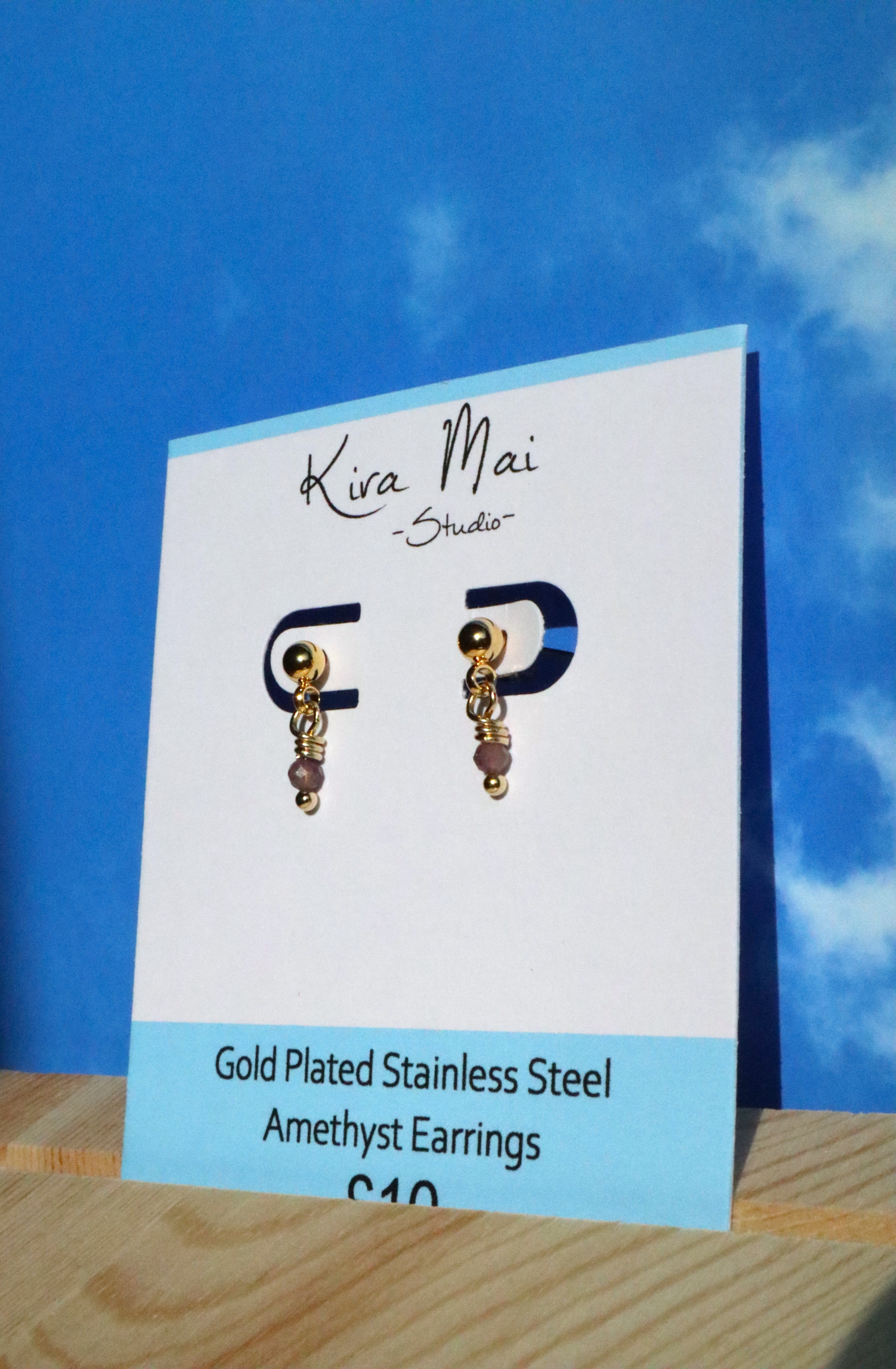 Gold Plated Dainty Gemstone Earrings