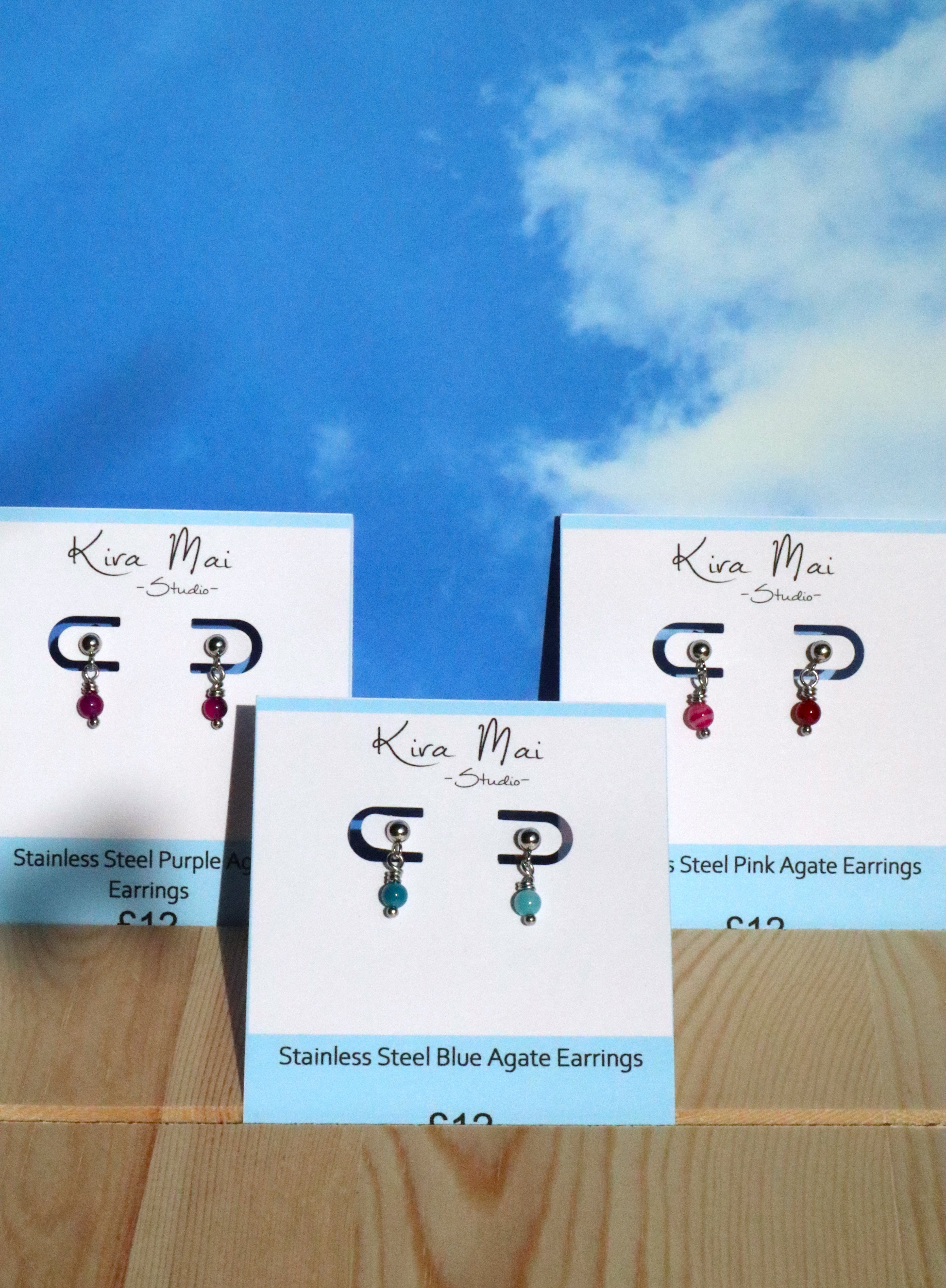 Stainless Steel Dainty Agate Earrings
