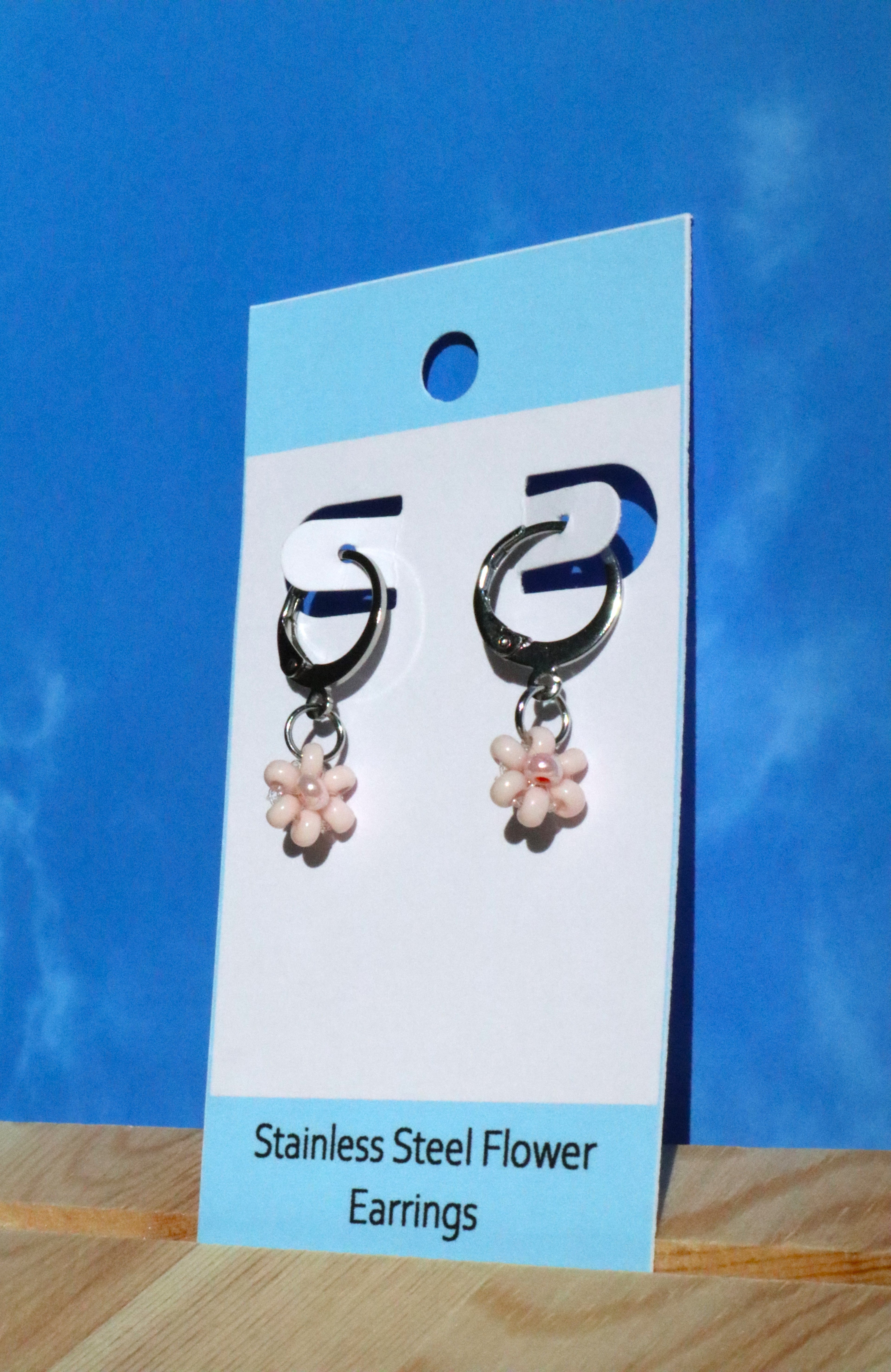 Stainless Steel Hoop Flower Earrings