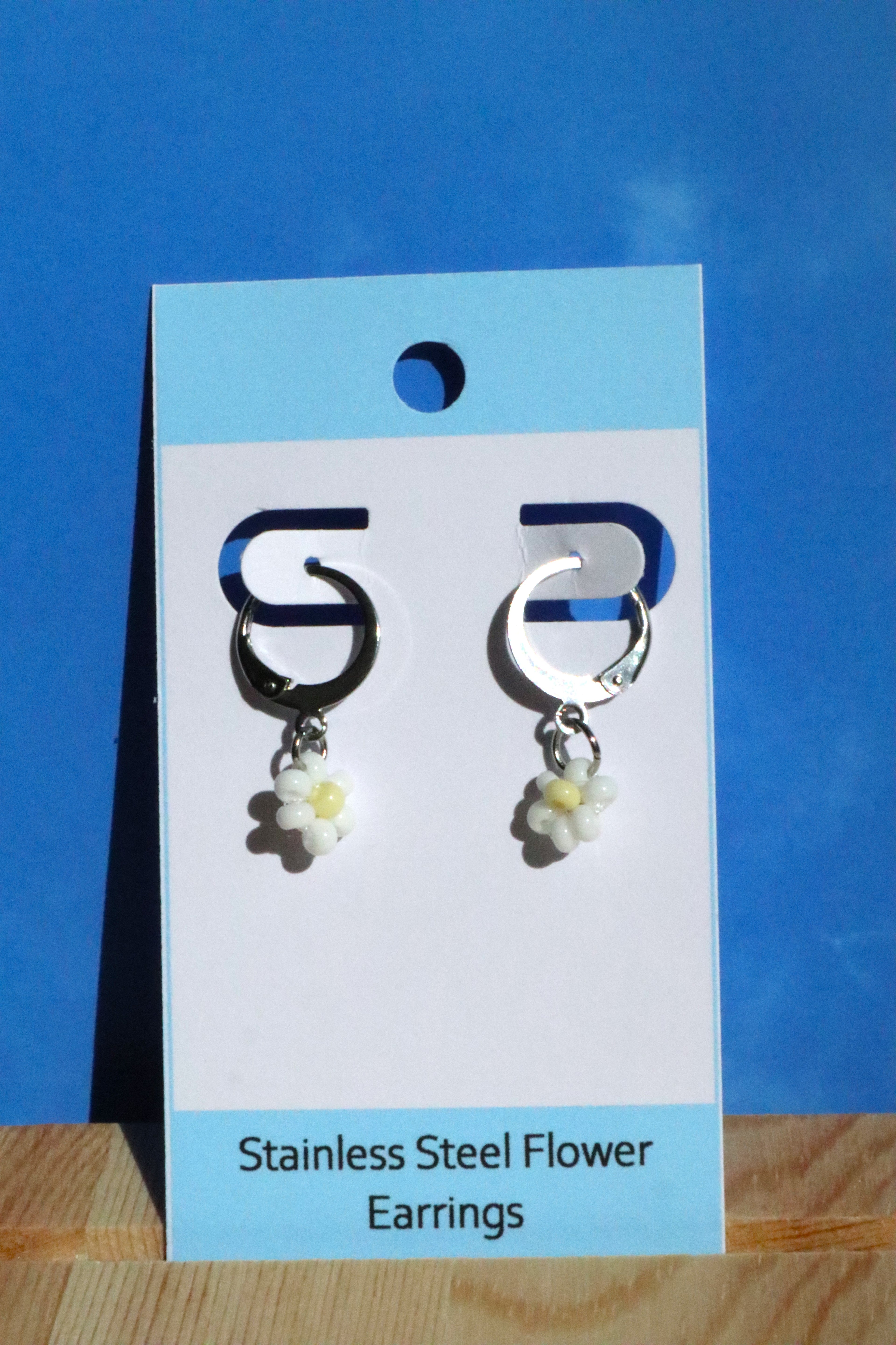 Stainless Steel Hoop Flower Earrings