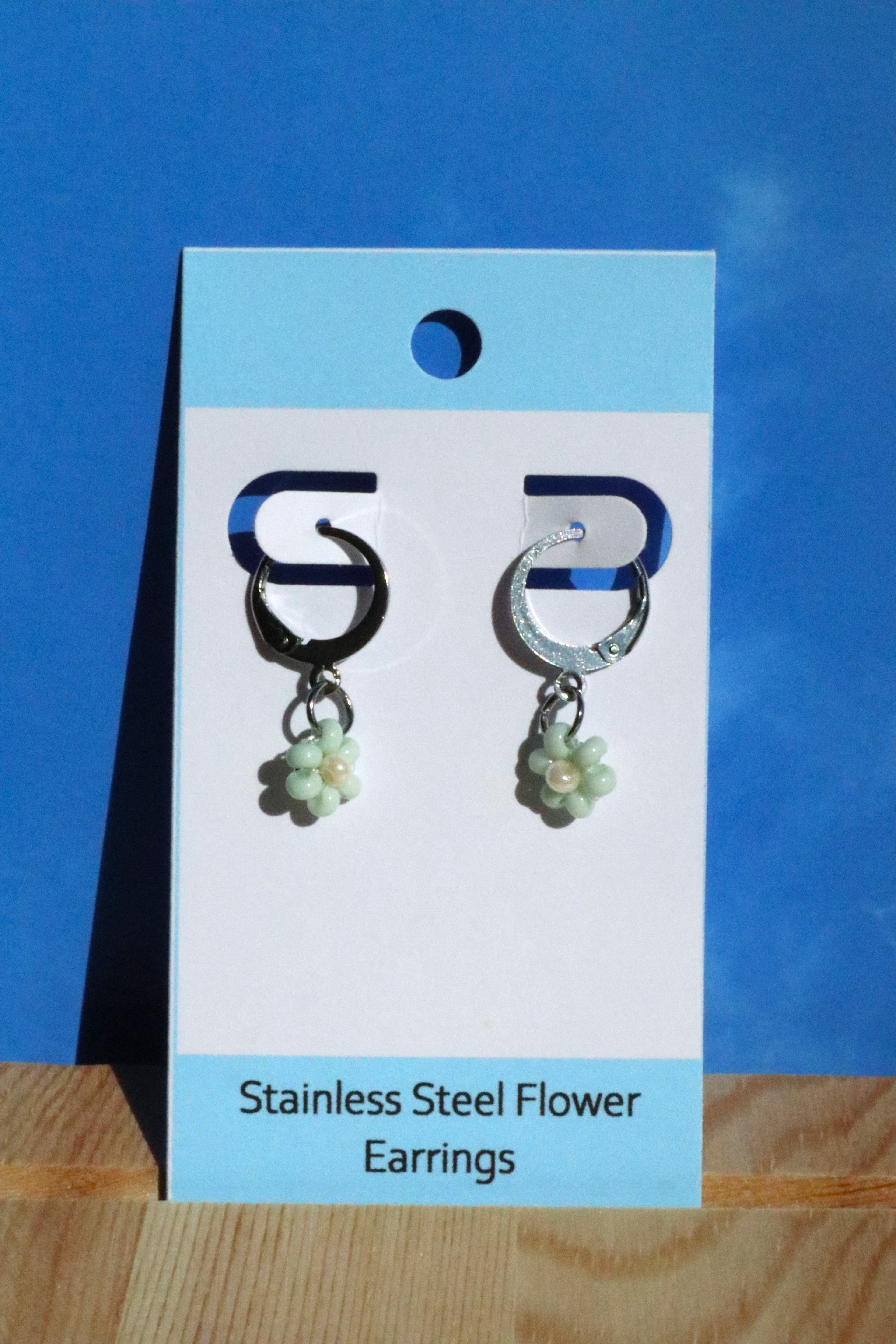 Stainless Steel Hoop Flower Earrings