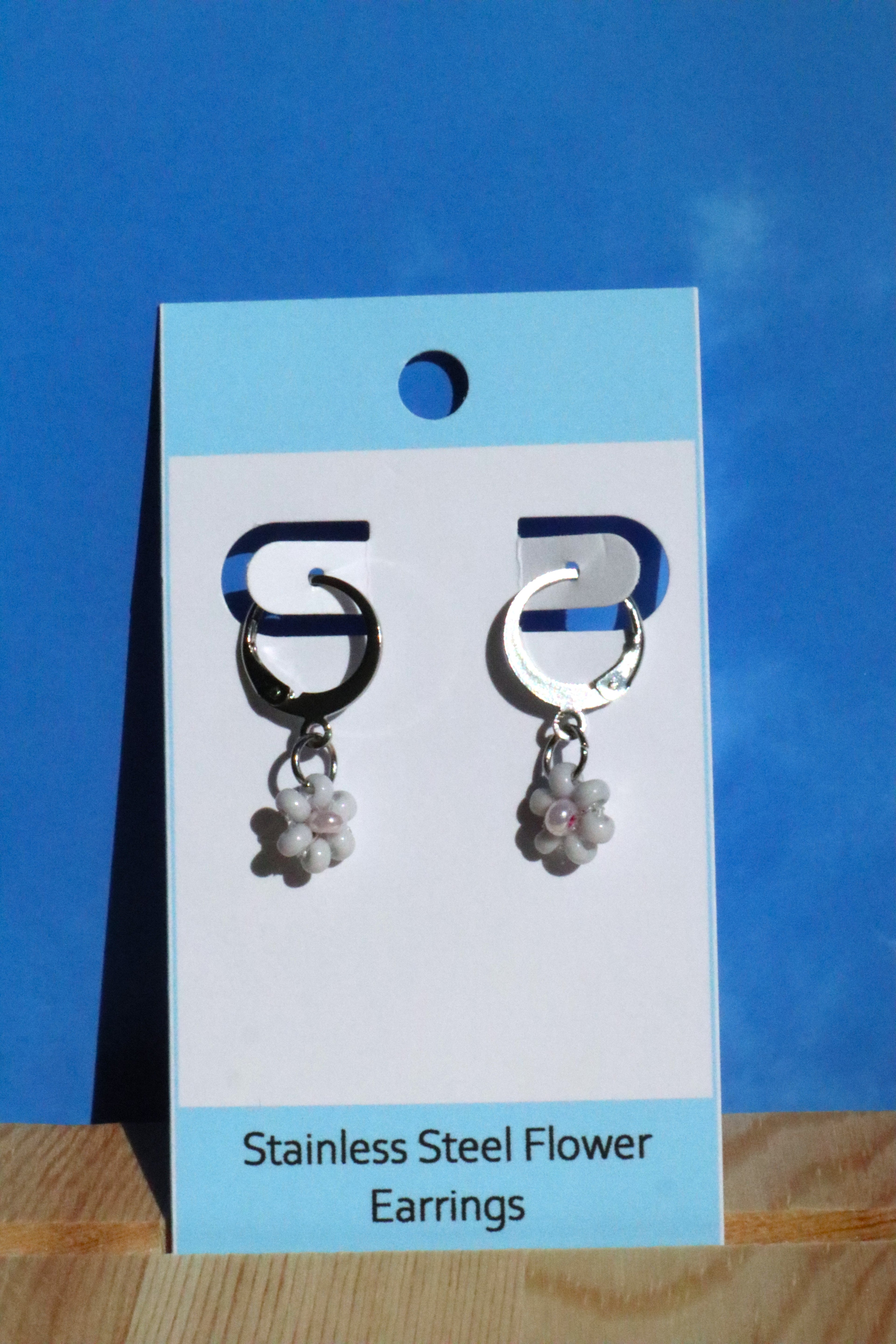 Stainless Steel Hoop Flower Earrings