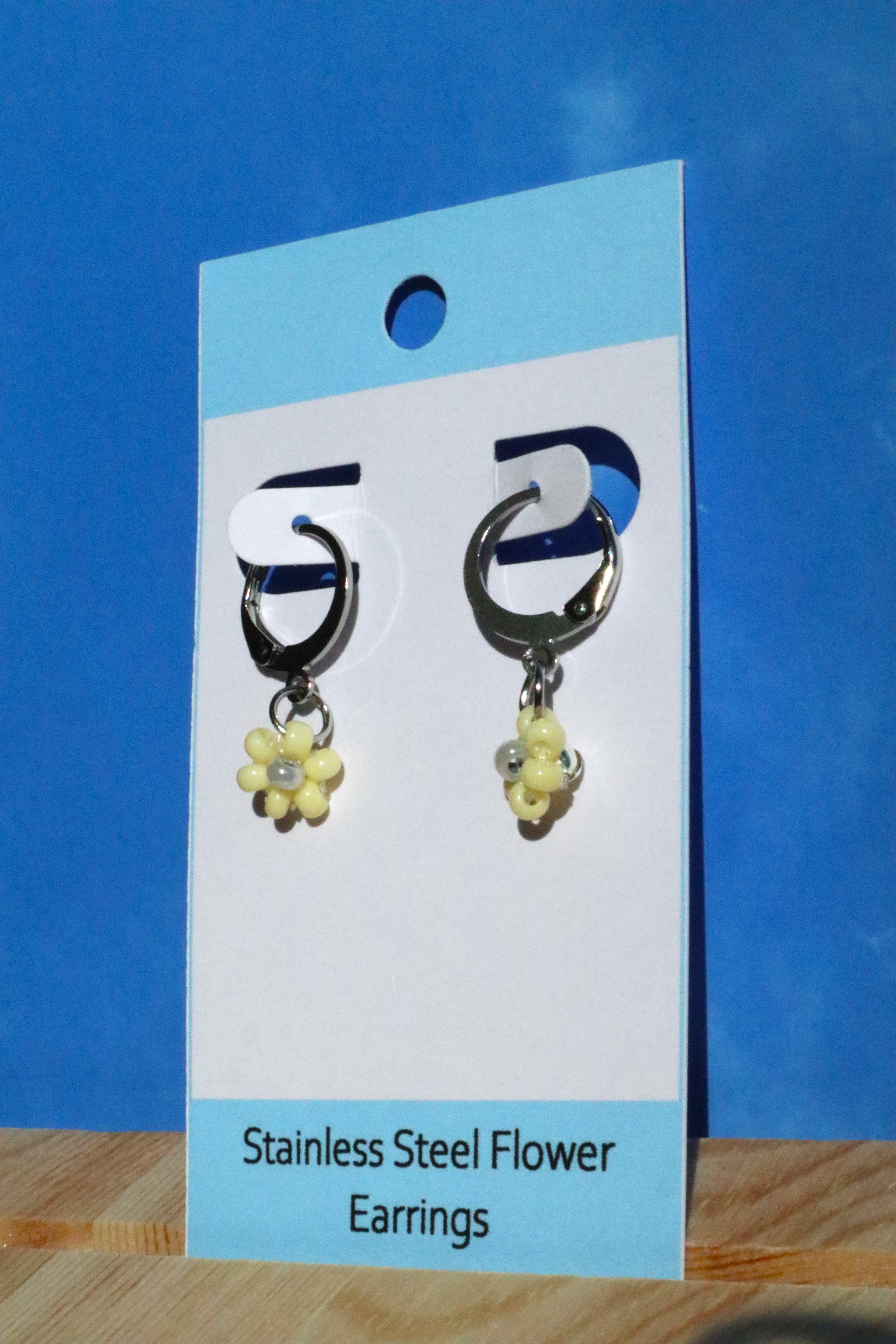 Stainless Steel Hoop Flower Earrings