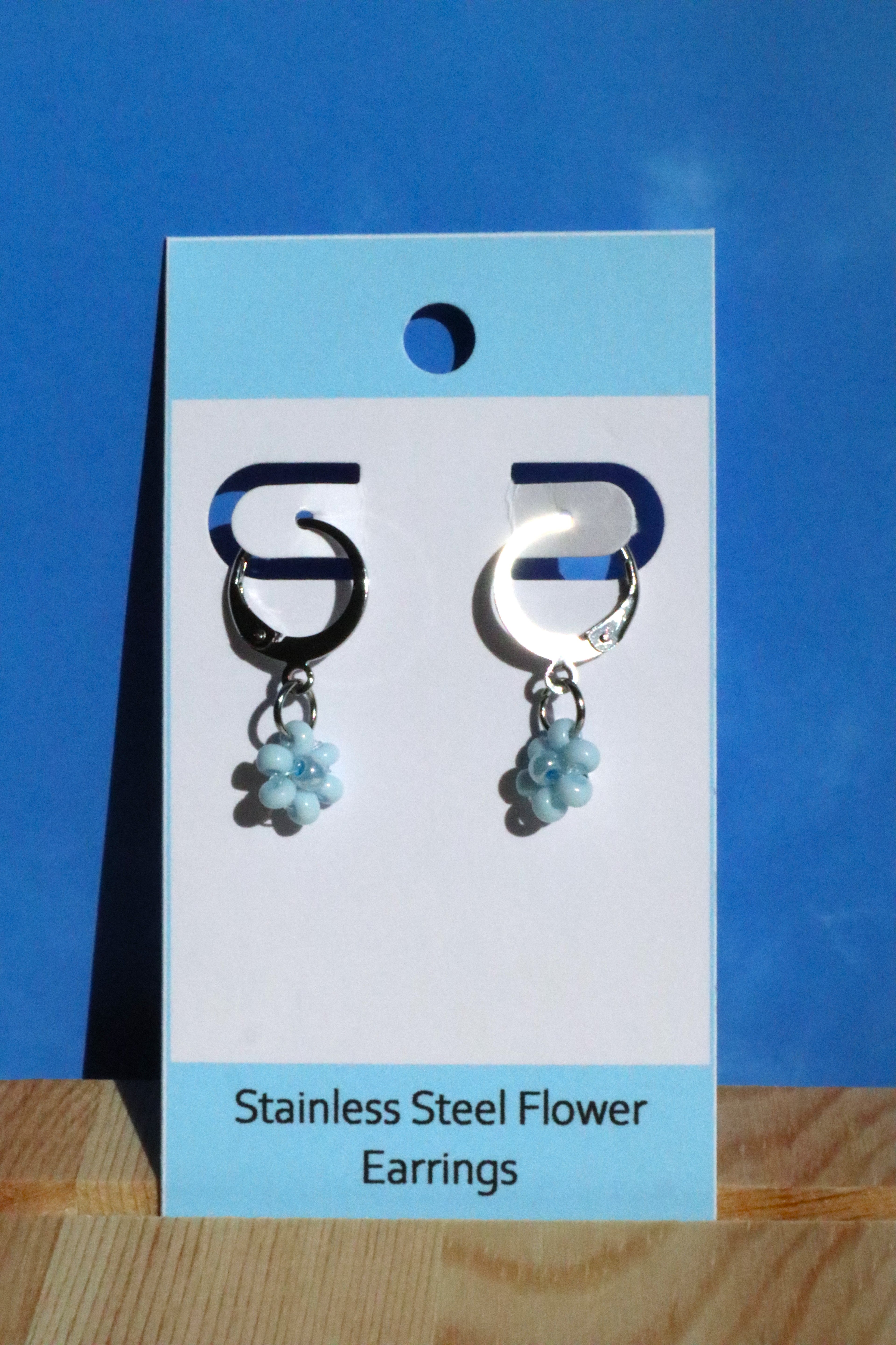 Stainless Steel Hoop Flower Earrings