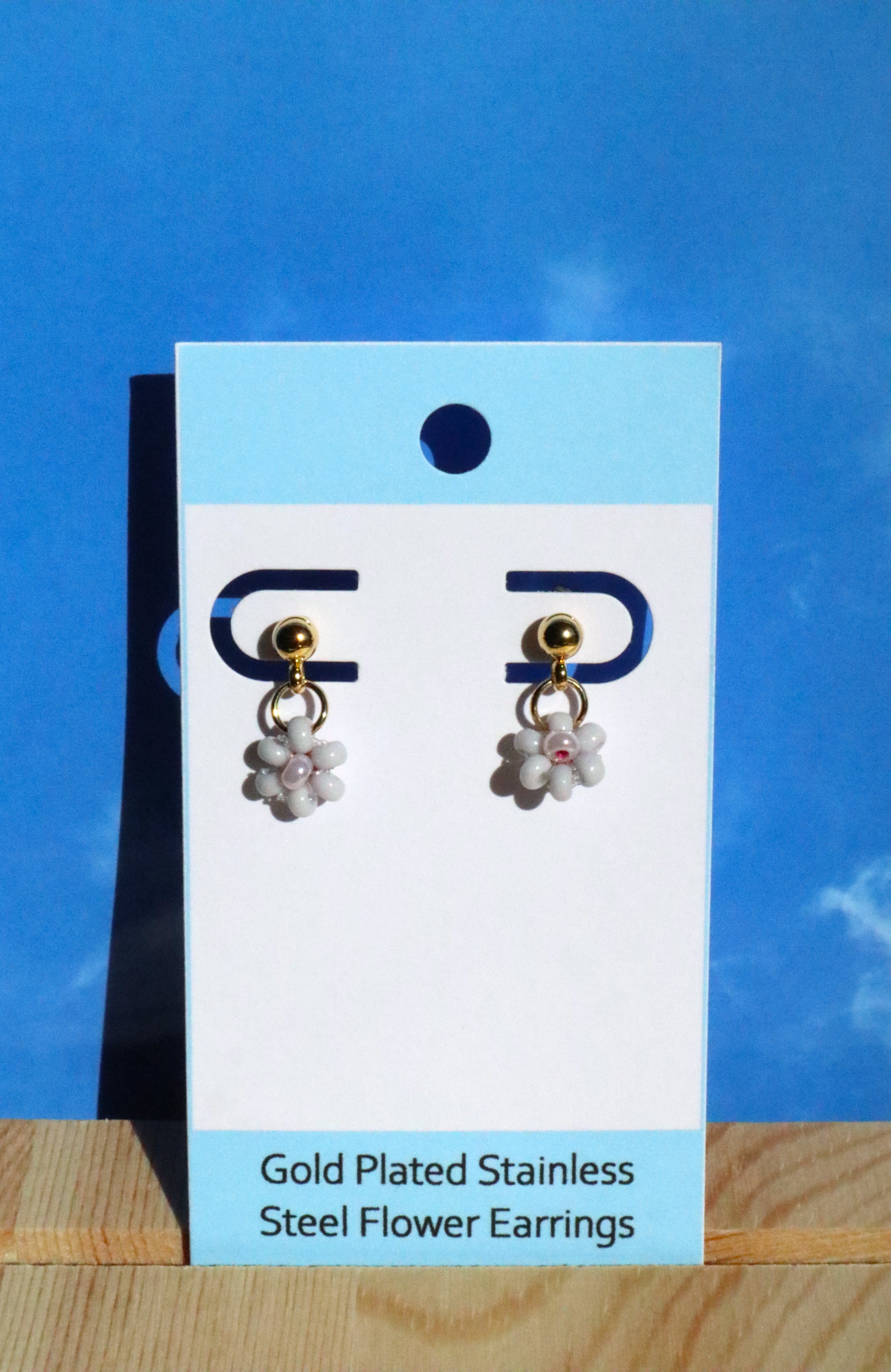 Gold Plated Stainless Steel Post Flower Earrings