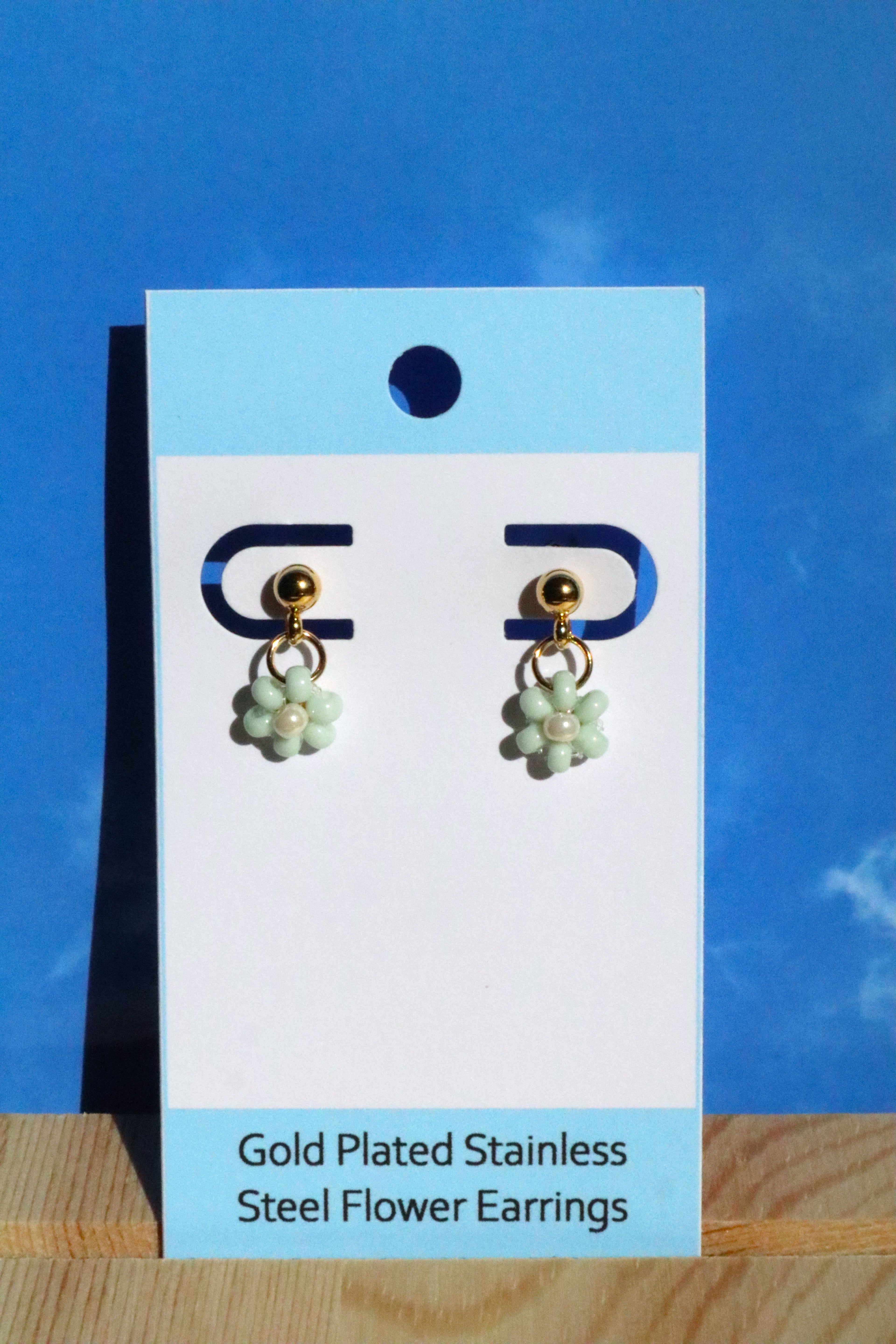 Gold Plated Stainless Steel Post Flower Earrings