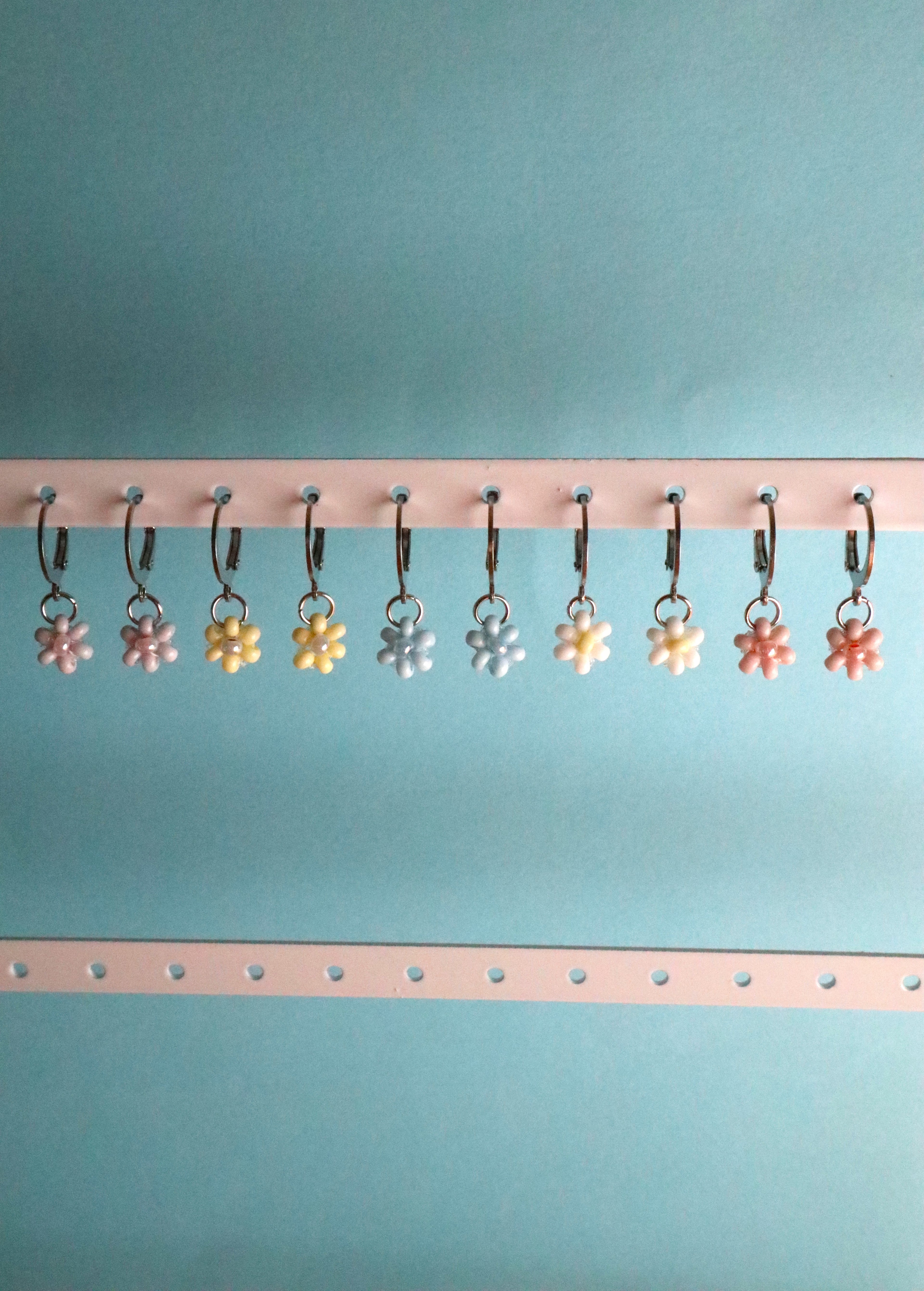 Stainless Steel Hoop Flower Earrings