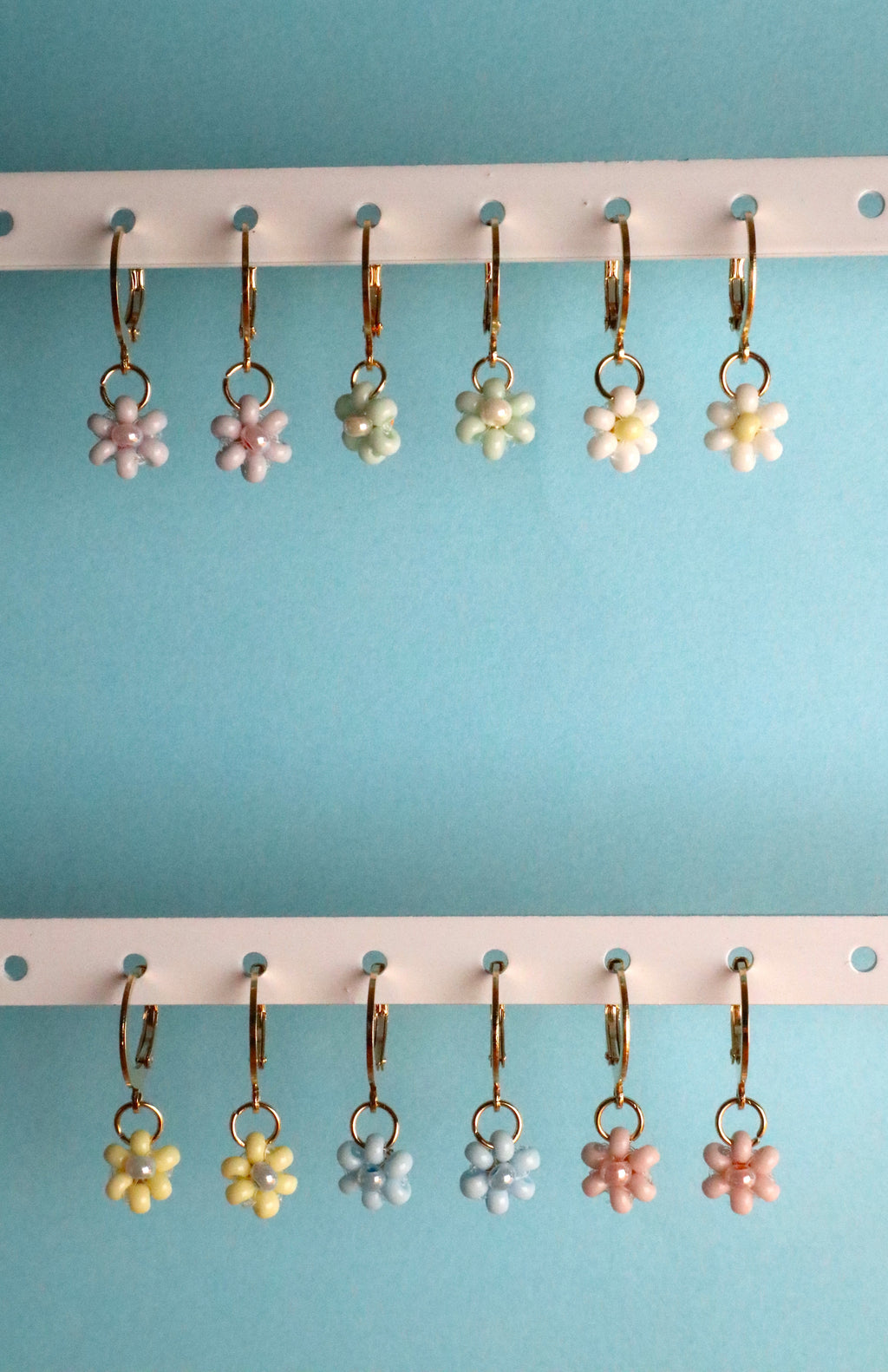 Gold Plated Stainless Steel Hoop Flower Earrings