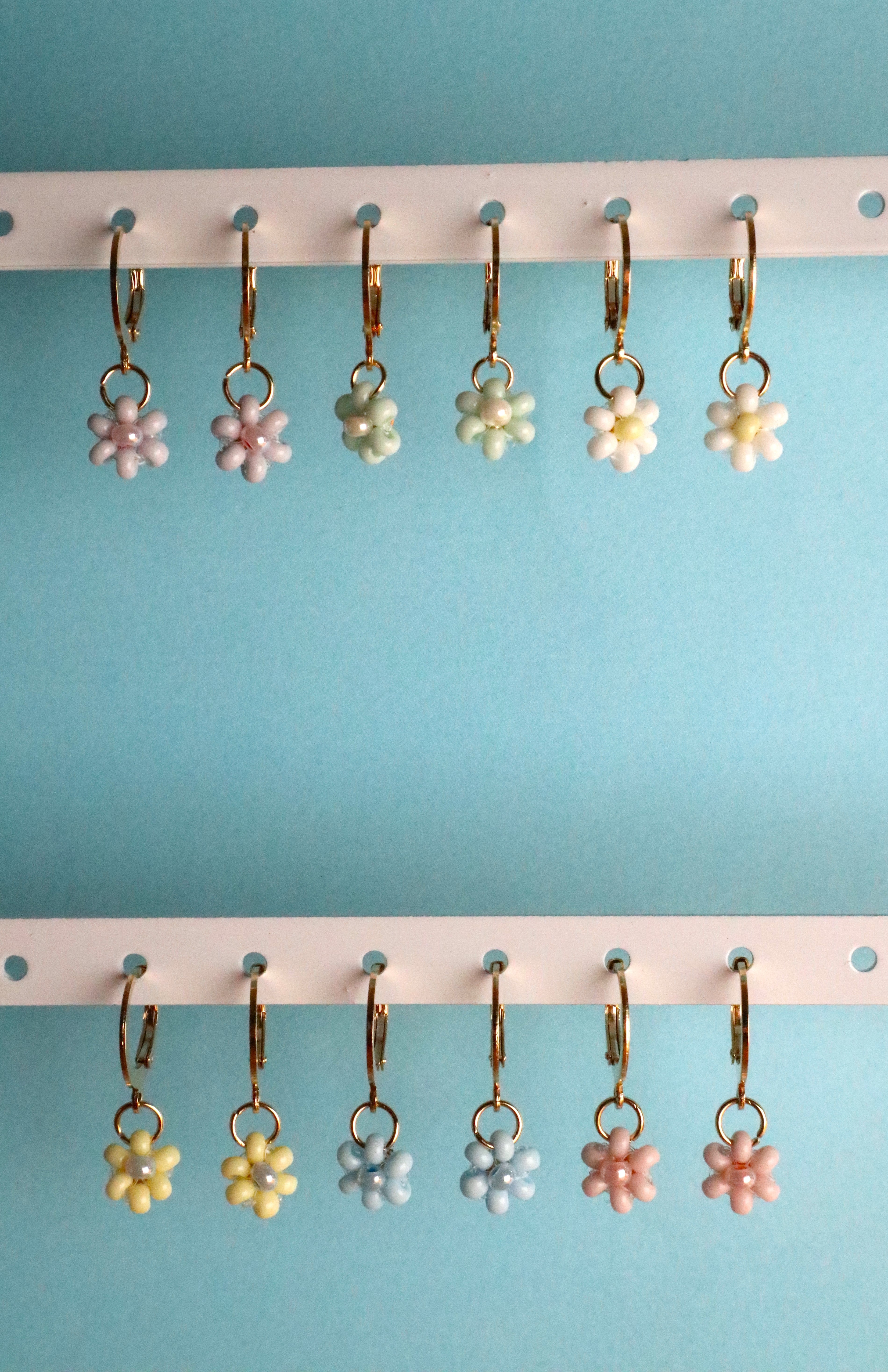 Gold Plated Stainless Steel Hoop Flower Earrings